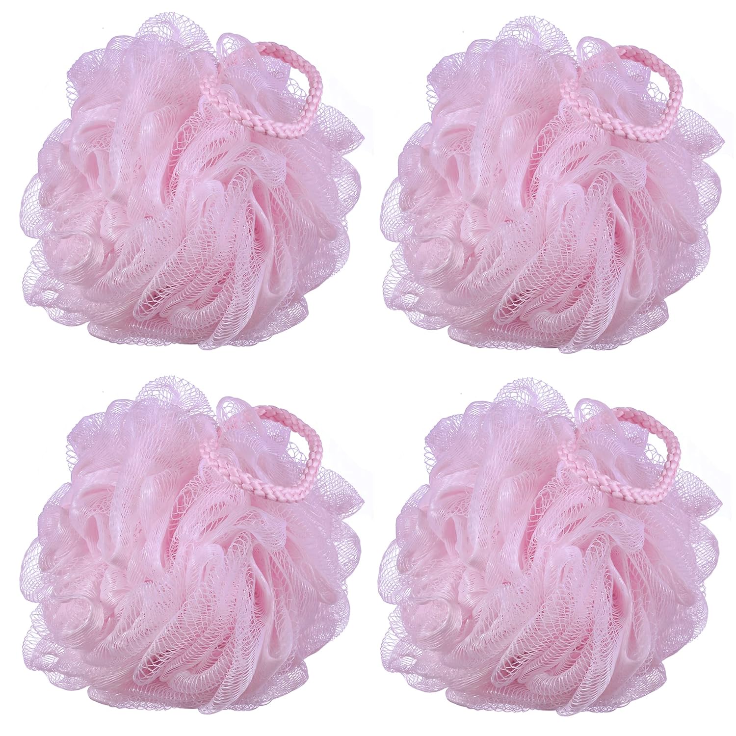 iboodi 60g/pcs Mesh Bath Pouf Shower Loofahs Shower Puff Pack of 4 (Purple) : Beauty & Personal Care