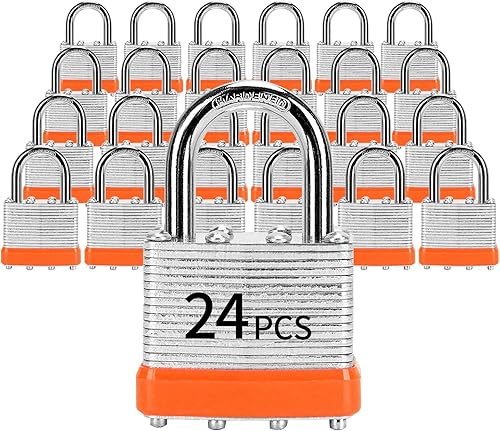 Miniatura 1 de Candados con la misma llave, 24 candados laminados con llave (1-916 pulgadas, 1.575 pulgadas), cerraduras iguales con llave, grillete normal, para