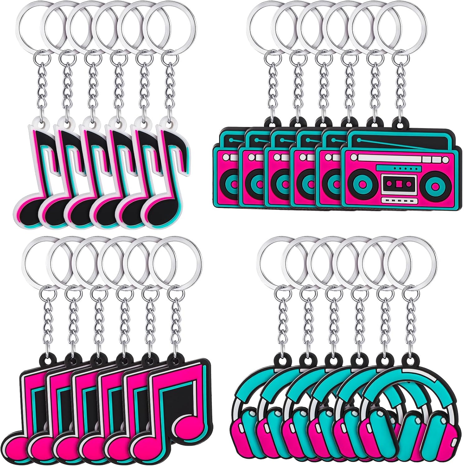 Fumete Music Party Favors Keychain Gift for Music Lover Kid Musical Note Themed Keychain Bulk Christmas Karaoke Supplies