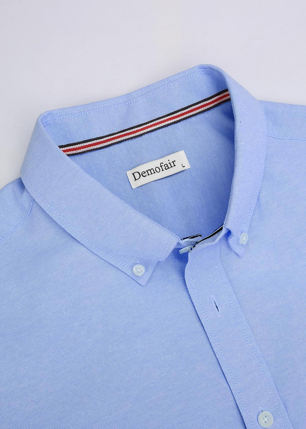 Demofair Men's Classic Oxford Shirt Solid Long Sleeve Button Down Casual Woven Shirts with Pocket - Image 4