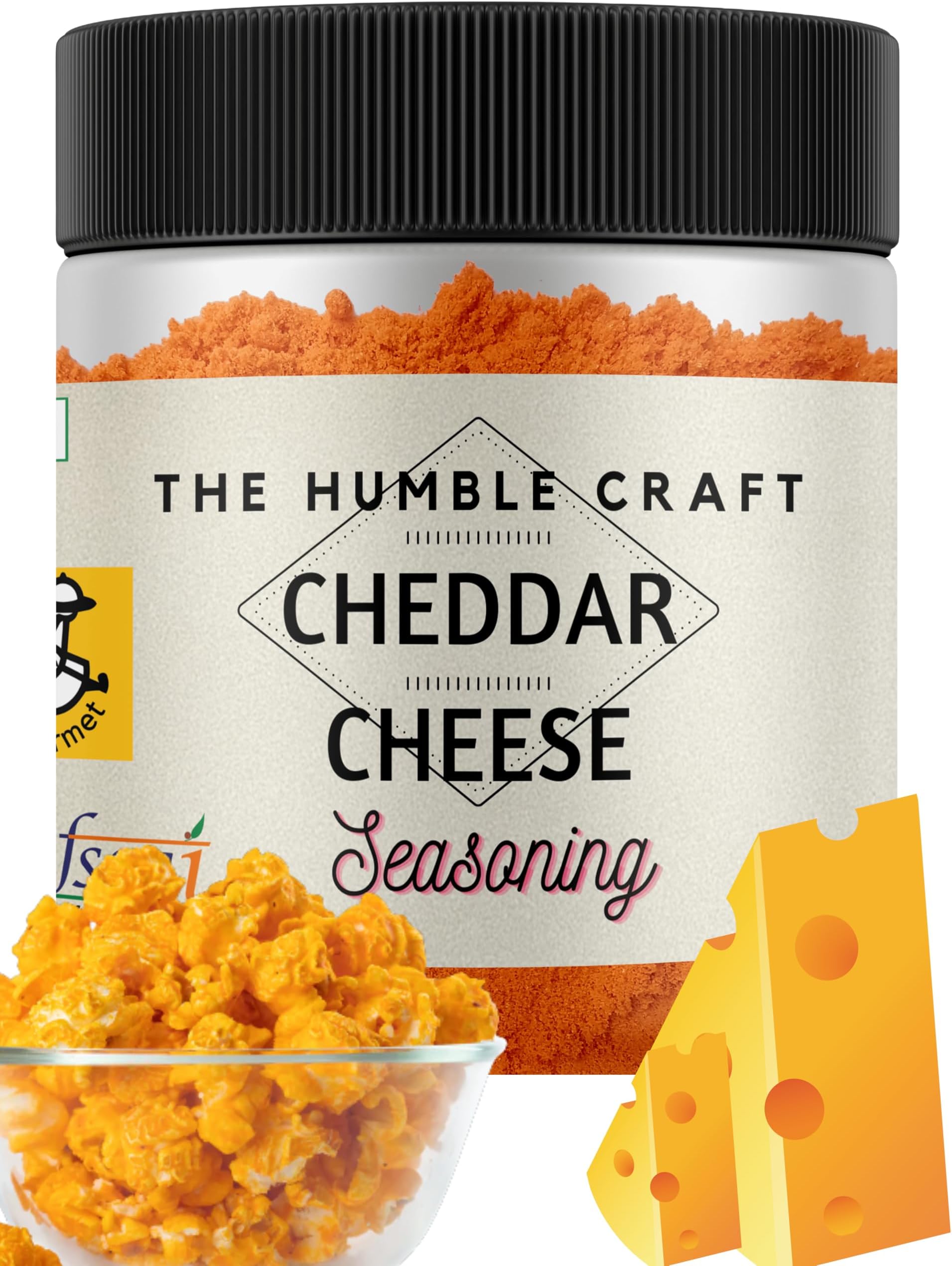 The Humble Craft Cheddar Cheese Seasoning Powder - Cheese Powder for Popcorn, Pasta, Spread, Dip & Marinade - 100gms