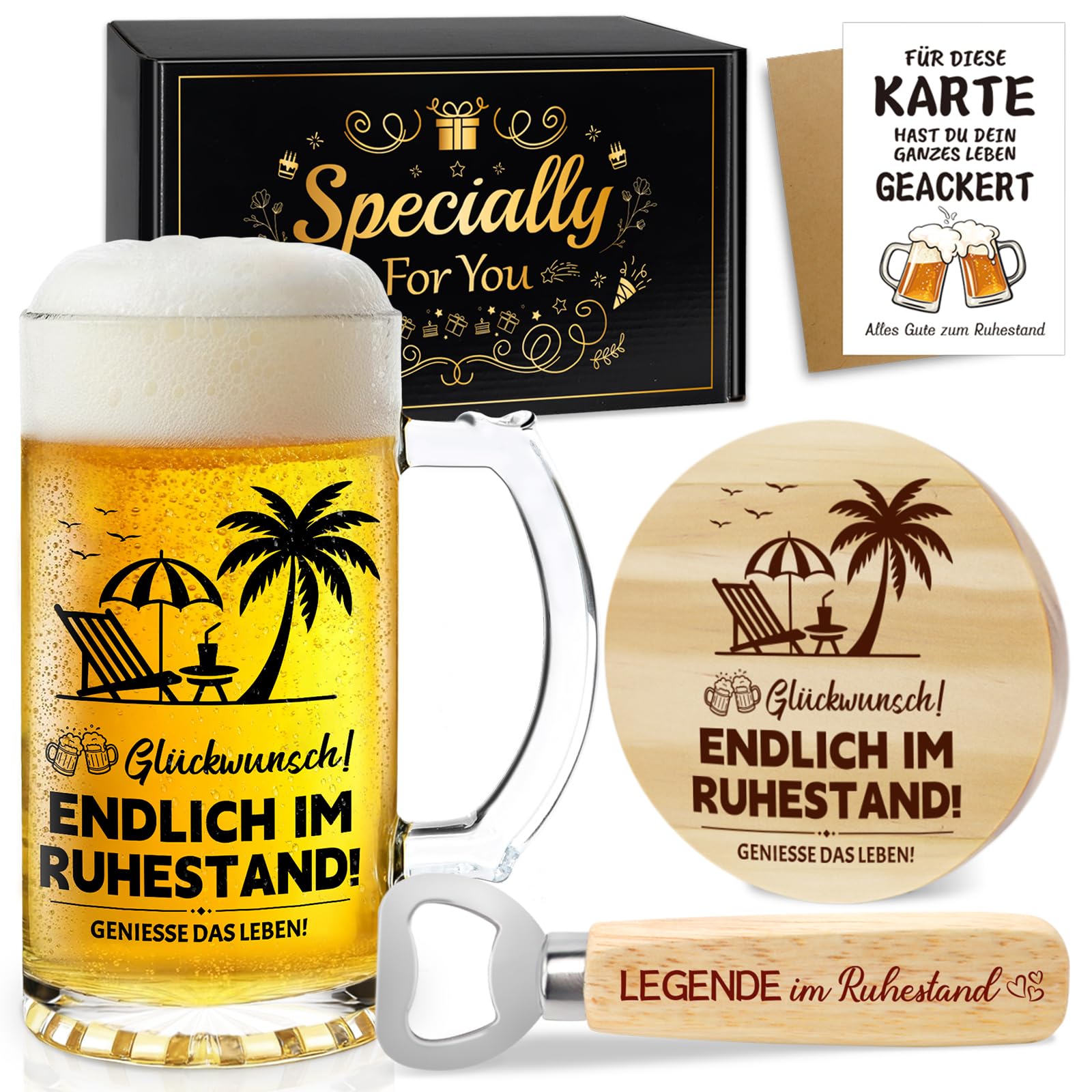 Epaing Geschenke für Männer Set, 0,5 Bierglas mit Gravur und Flaschenöffner, Bier Geschenke für Männer, Bierkrug Geschenk Mann Papa Opa Geschenk Ehemann Freund