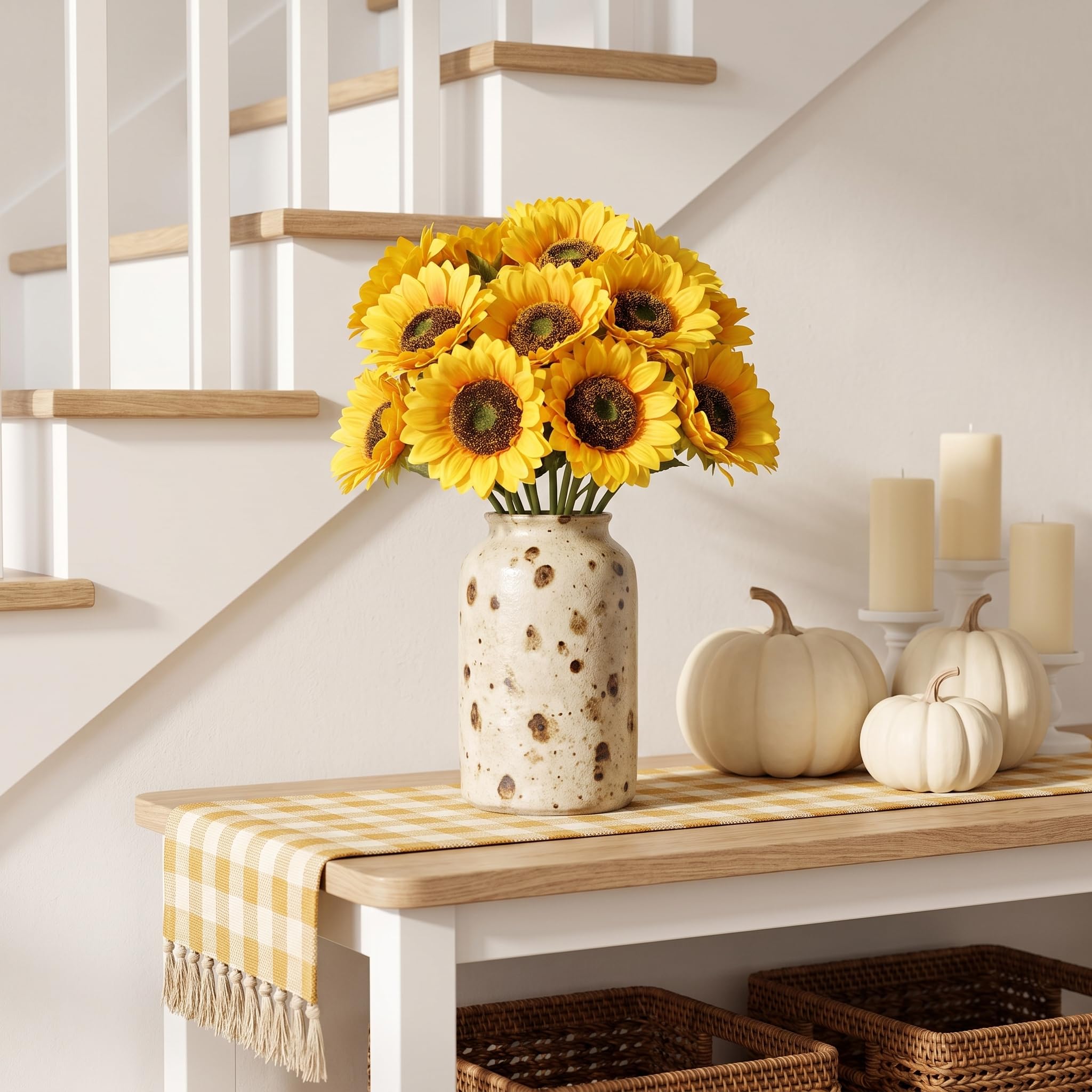 Laelfe Sonnenblumen Künstlich Groß, 60 cm (6 Stück, Dunkelzentrum)