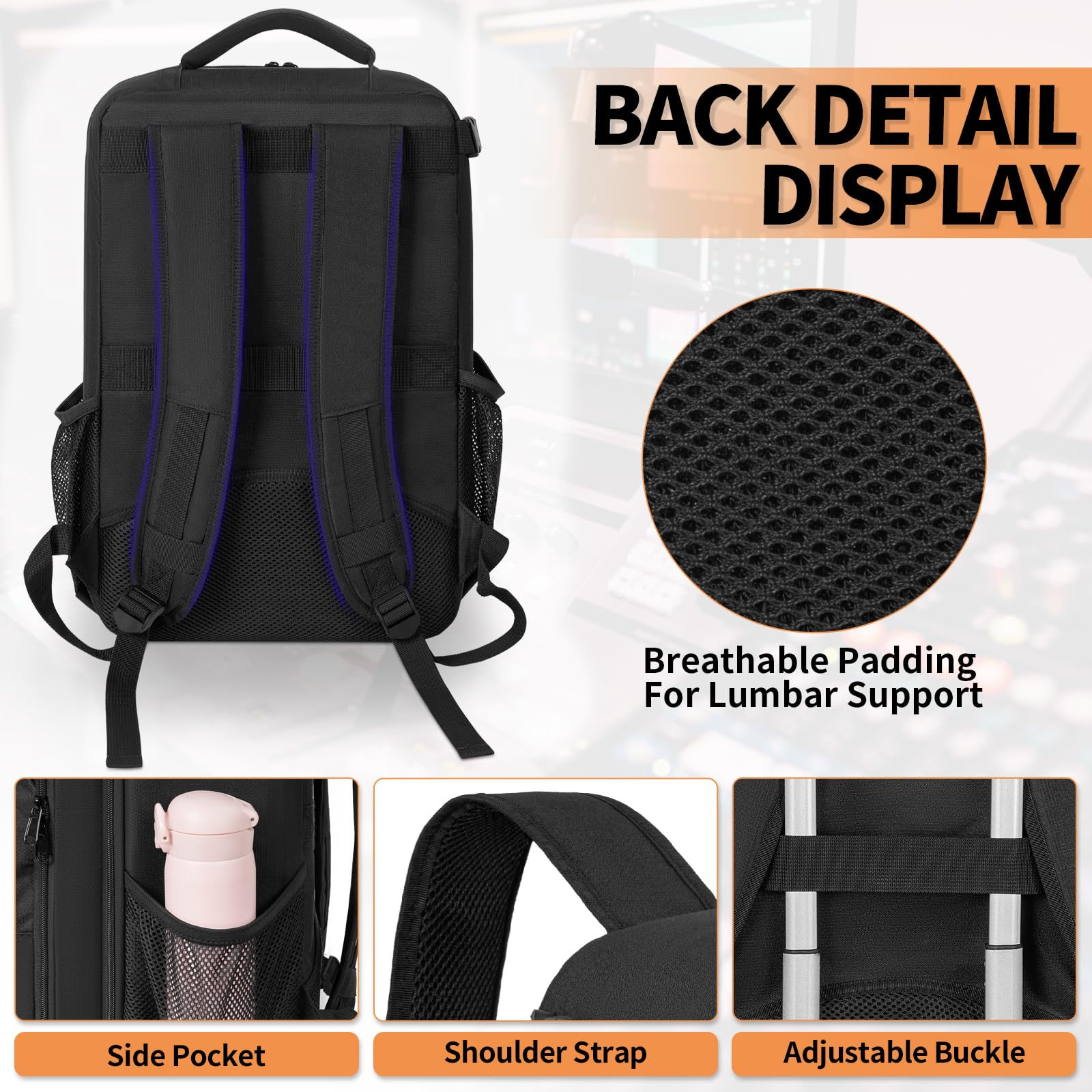 GMAK Mochila mezcladora de audio compatible con RODECaster Pro, RODECaster Pro II, RC Duo, DJ Mixer bolsa de viaje con un montón de bolsillos, bolsa protectora para mezcladores de audio para cables,