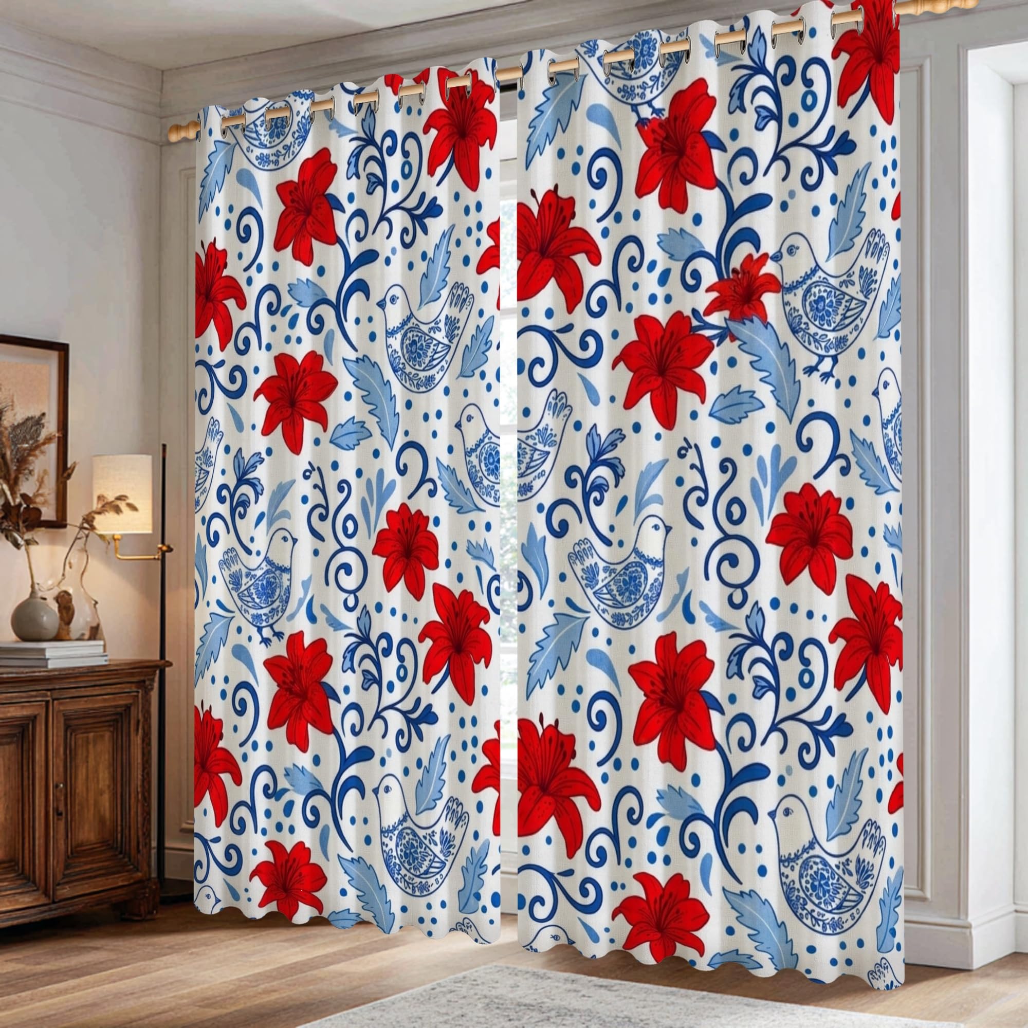 Rideaux occultants lavables en machine avec motifs fleurs et feuilles