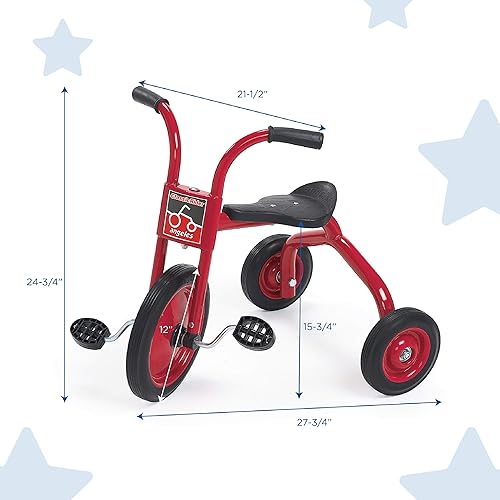 Miniatura 2 de Angeles ClassicRider Triciclo para niños pequeños de 12 pulgadas, triciclo con ruedas de goma, rojo/negro