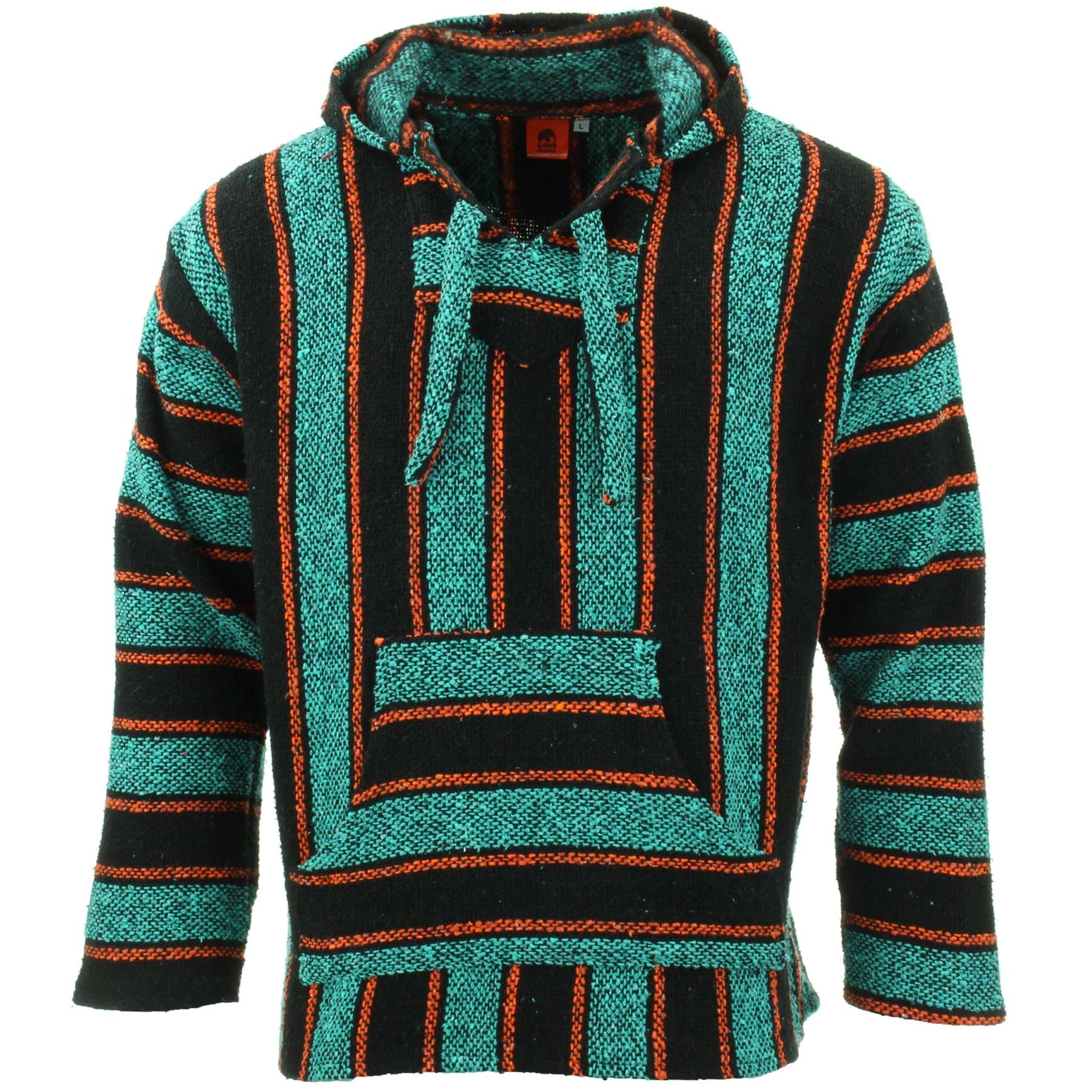 LOUDelephant Recycled Mexican Baja Jerga Hoody - Teal Orange (XX-Large)