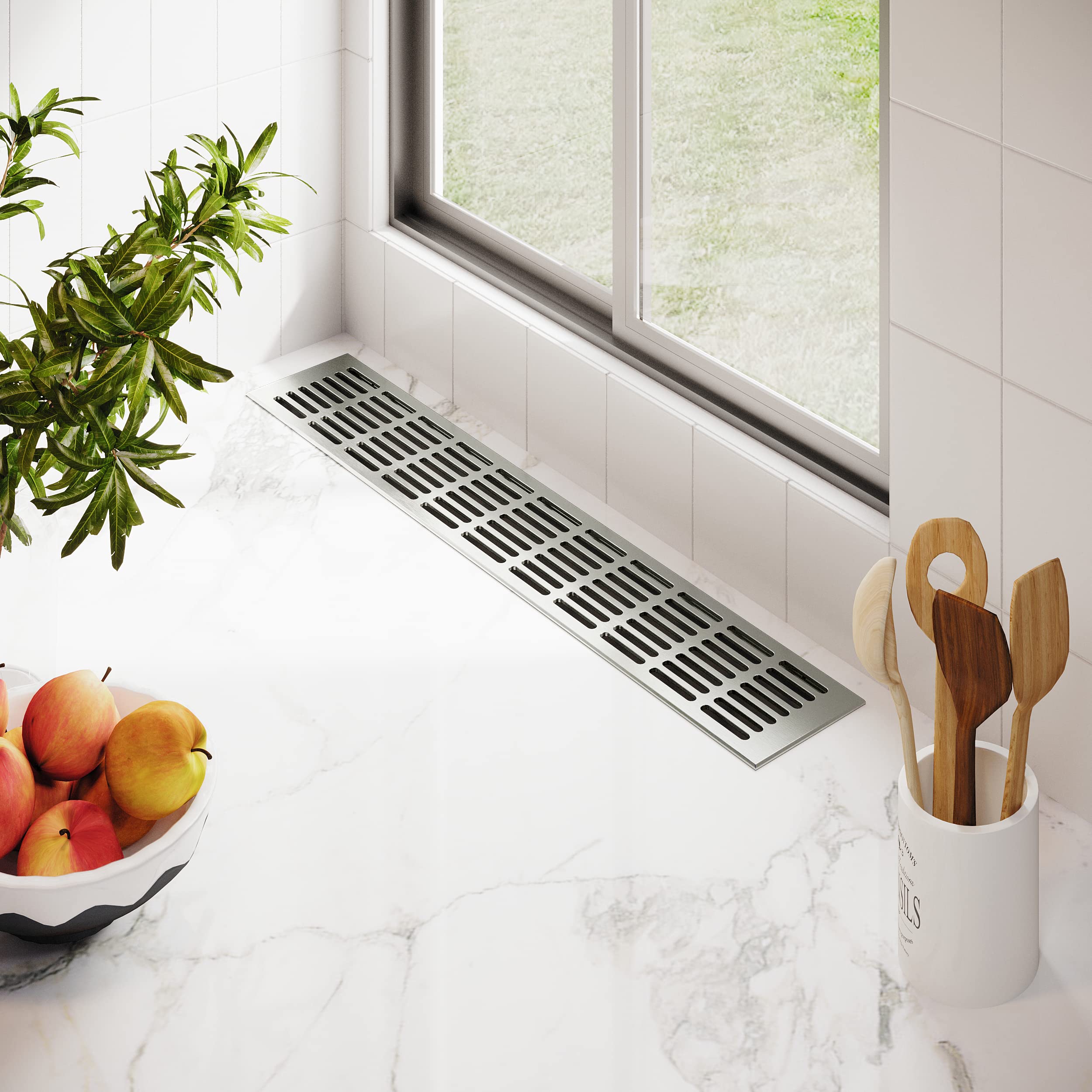 MS Beschläge ® F1 Ventilation Grille Plate Radiator Cover 100 mm x 200 mm (Silver Anodised, Silver Anodized - F1 - Image 2