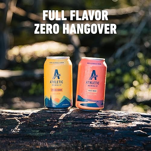 Miniatura 20 de Athletic Brewing Company Craft - Cerveza sin alcohol, paquete de 6 unidades de All Out, Upside Dawn, Run Wild IPA y Cerveza Atletica, baja