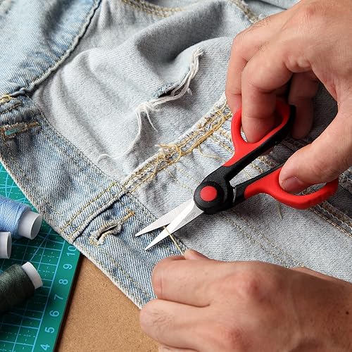 Miniatura 5 de LIVINGO Tijeras pequeñas y afiladas de 4.5 pulgadas, punta puntiaguda con detalle preciso, tijeras de acero inoxidable para cortar tela, hilo de