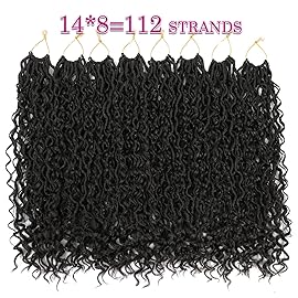 8 Packs Curly Boho Braids Faux Locs Crochet Hair, 18 Inch Goddess Locs Crochet Hair, Hippie Locs, Hair Extensions (18 Inch, 8 Packs, 4)