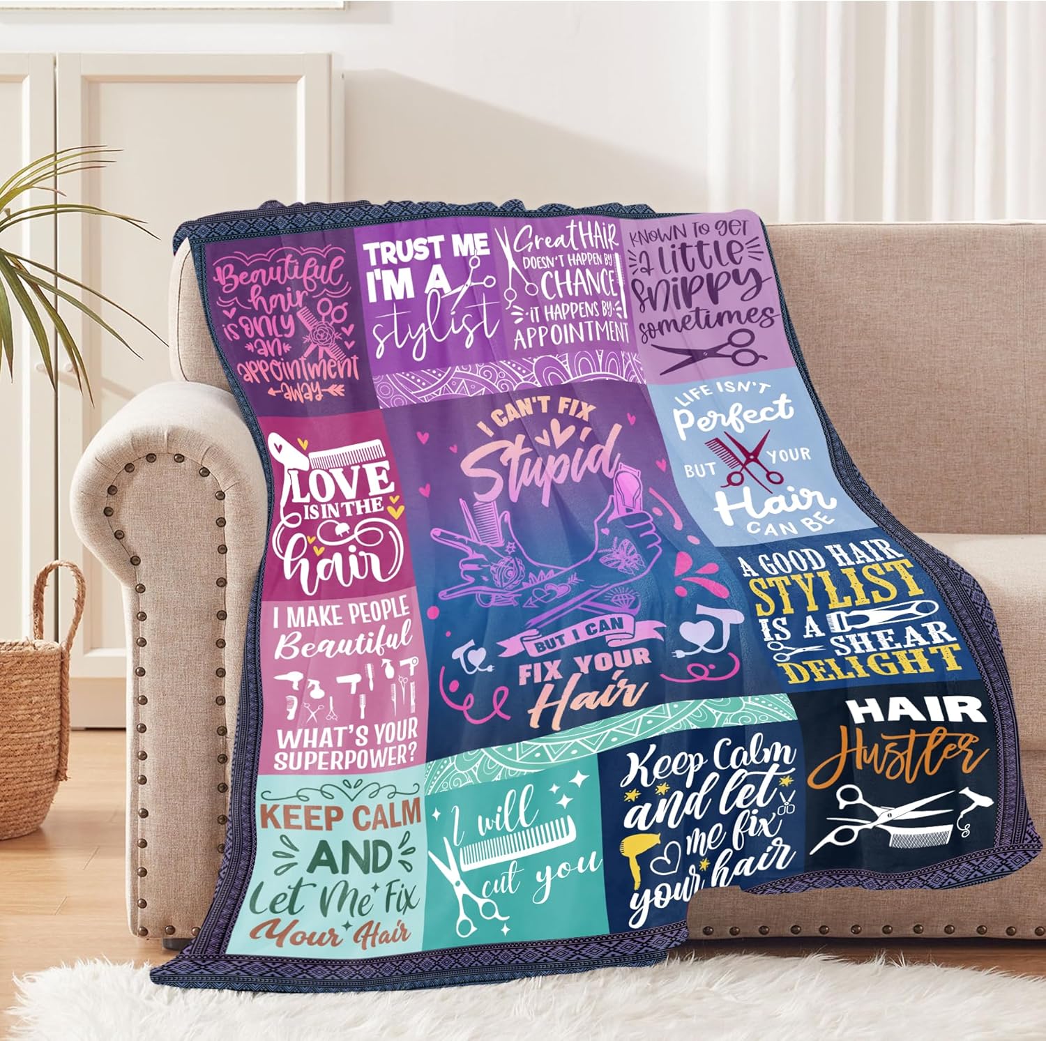Hair Stylist Appreciation Gifts for Women - Hairdresser Graduation Soft Throws Blankets for Couch Bed 60"x 50"