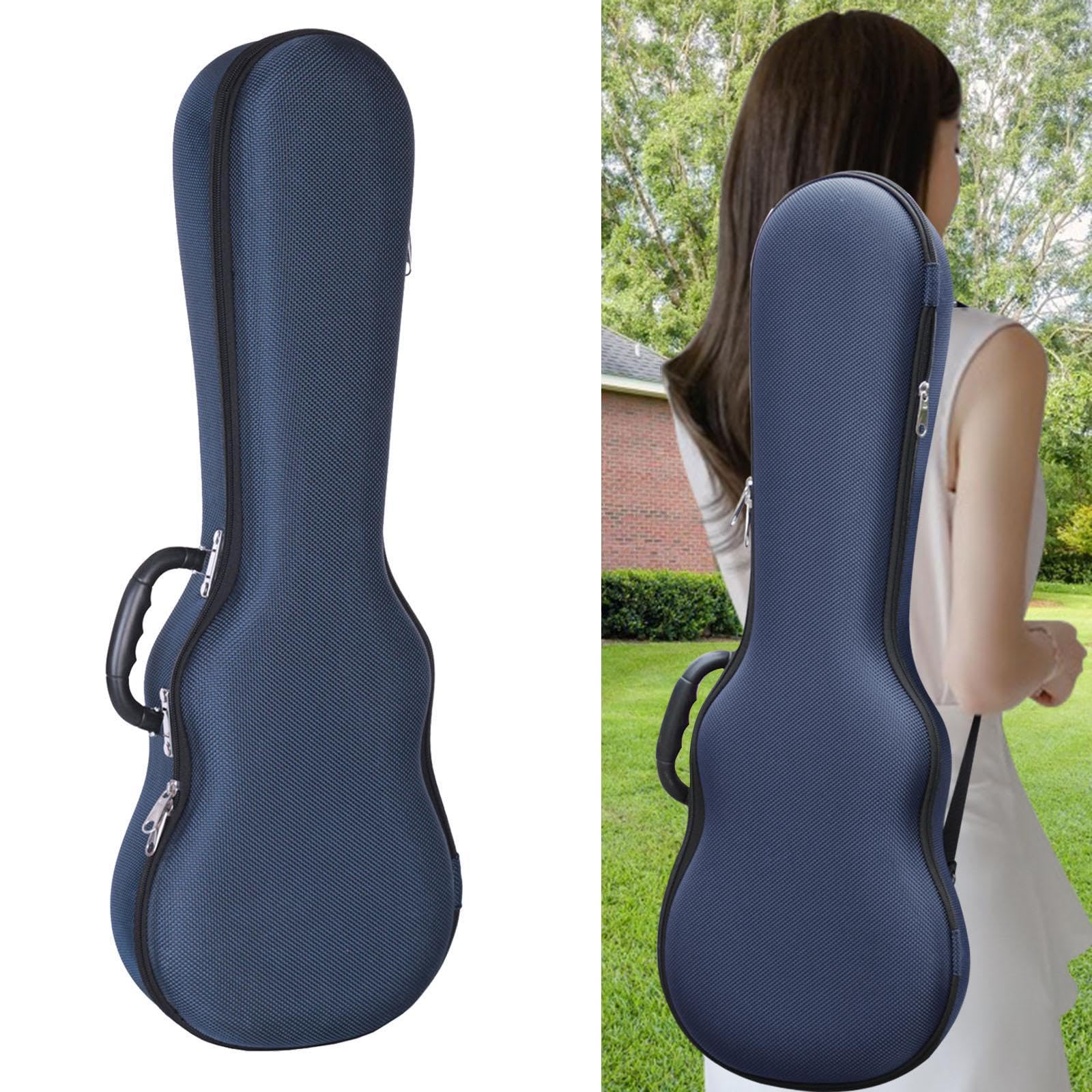 Amagogo Custodia rigida per ukulele, borsa portatile per ukulele, custodia per ukulele da 26 pollici, custodia per ukulele tenore, zaino con spallacci, Blu