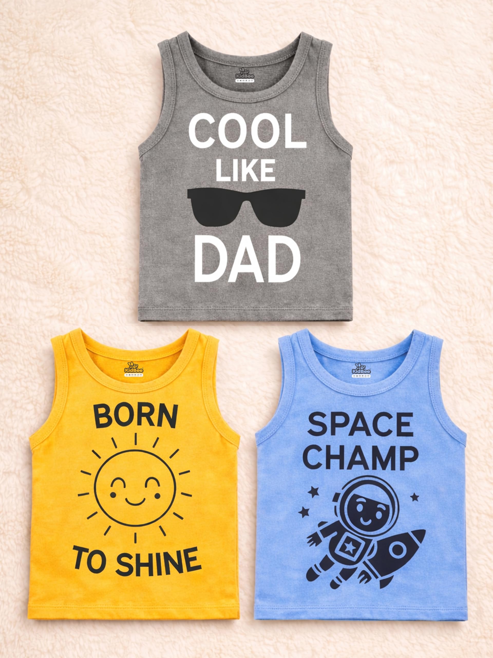 Kidbee Cotton Vests for Boys & Girls (Set of 3)-image-34