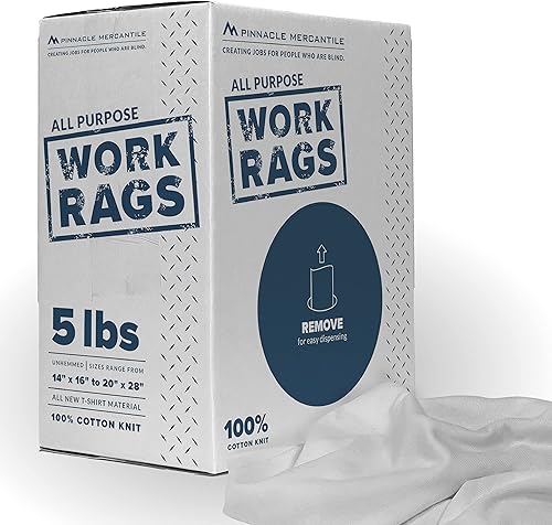 Pinnacle Mercantile 5lb Box Rags 100% algodón camiseta de punto a granel tamaño surtido todo nuevo material no dobladillo multiusos paños de
