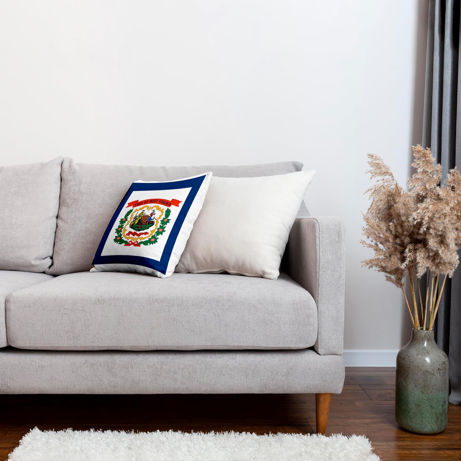 3dRose Flag of West Virginia WV - US American United State of America USA. Farmer Miner Coat of arms Wreath 16x16 inch Pillow Case image 4