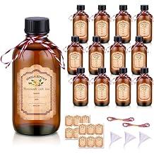 12 Pack Amber Glass Bottles for Vanilla Extract Homemade 8 oz,Vanilla Extract Bottles,Brown Boston Round Bottle with Caps and Stickers,Glass Food Storage Canister for Syrup Beans Sauce Essential Oil