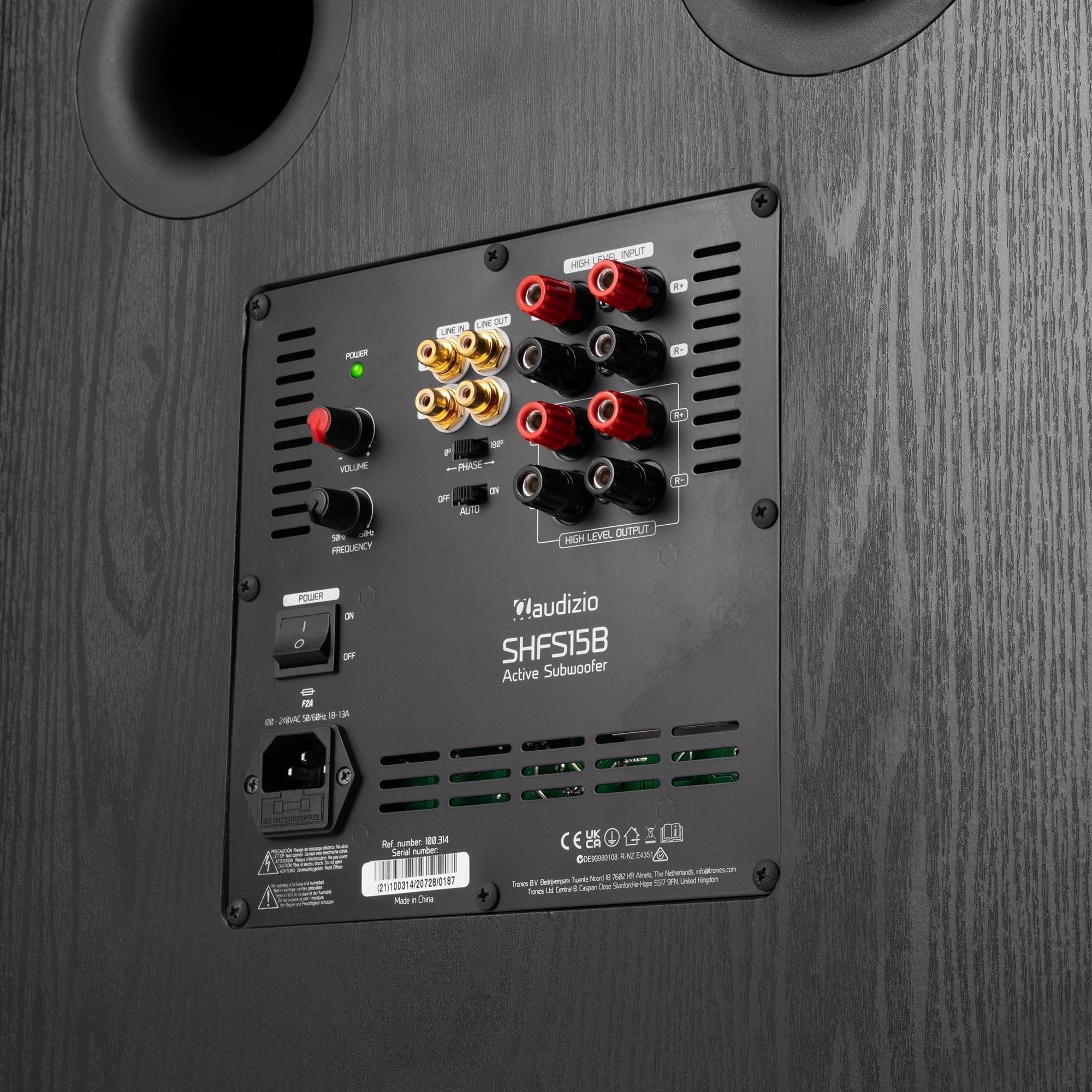 Audizio SHFS15B Subwoofer Actif 15 Pouces 500W Noir - Caisson de Basses Hi-FI pour Home Cinema et Système Audio Salon