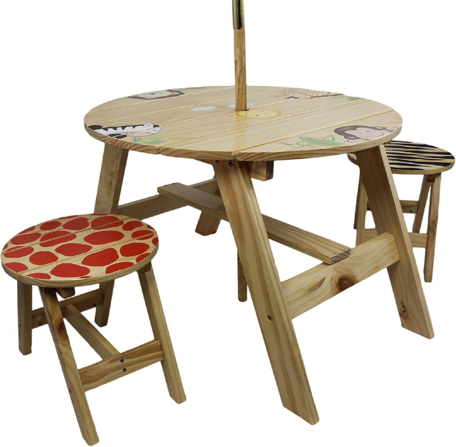 Fantasy Fields - Sunny Safari Animals Thematic Kids Wooden Outdoor Table and 2 Chairs Set | Imagination Inspiring Hand Crafted & Hand Painted Details Non-Toxic, Lead Free Water-Based Paint