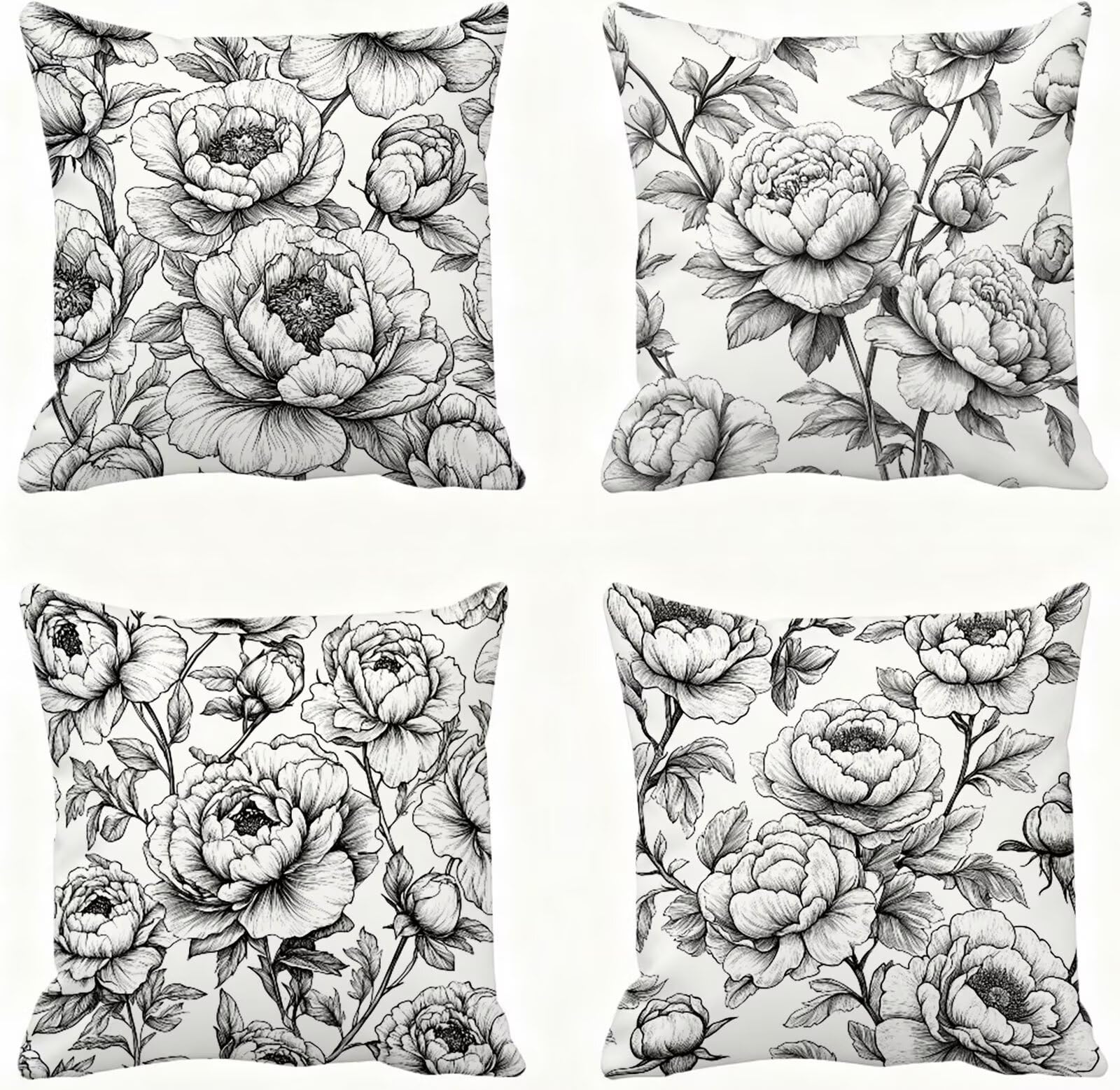 Gris Funda Almohada 60x60 Flor Funda Cojin 60x60 Cojines Sofa Lino Fundas Almohadas Cuadrada Fundas Cojines Juego 4 Protector Almohada Cervicales y Cuello Pillows, para Exterior Dormitorio E - 779
