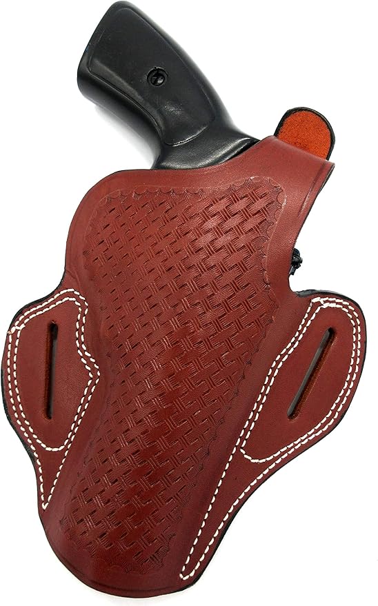 Cebeci Arms 1911 Holster - Right Hand Thumb Break Belt Holster In Brown Basketweave Leather