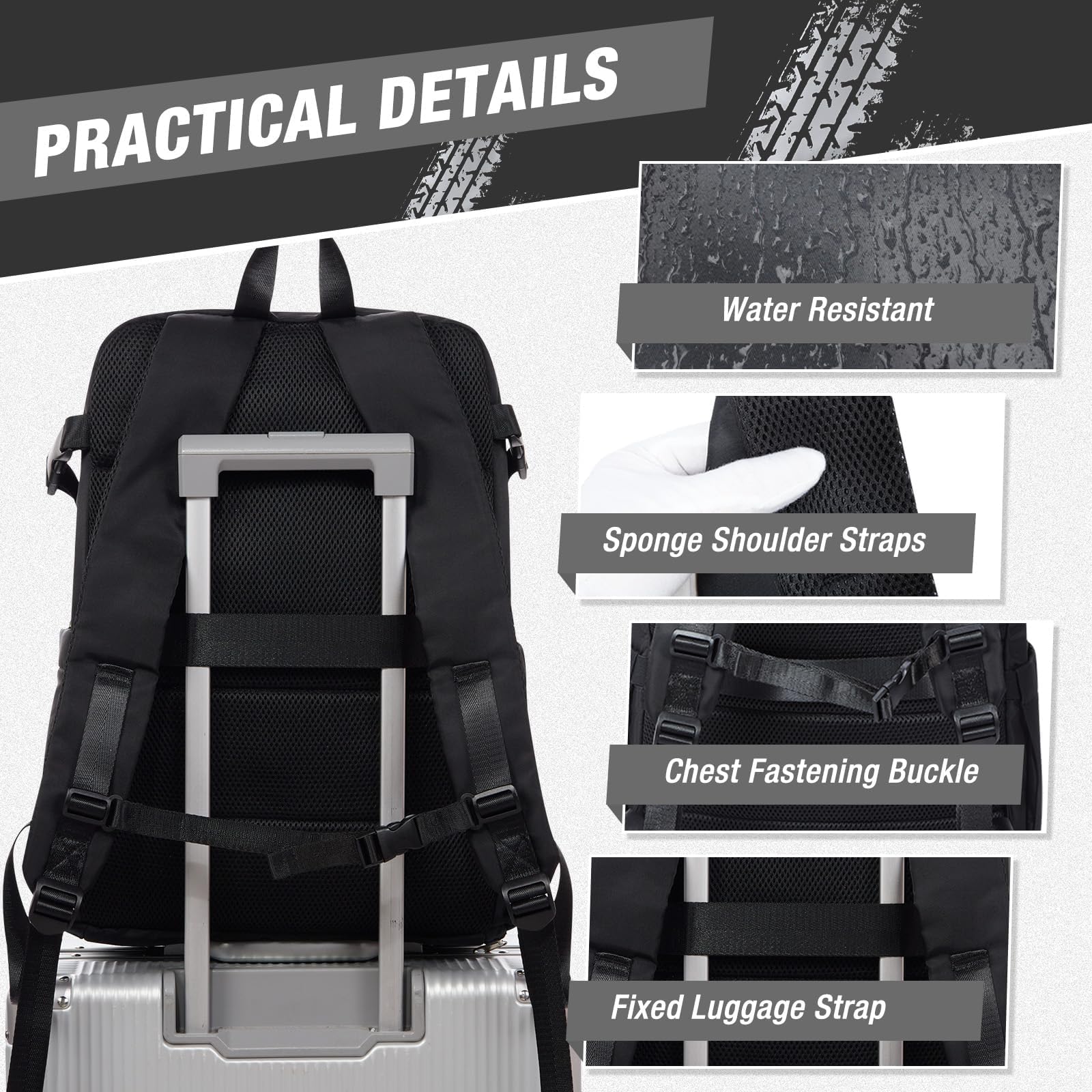 HYC00 Mochilas de Motocicleta para Hombres, Mochila Impermeable para Casco, Accesorios de Motocicleta, Bolsas para Laptop, Mochilas de Viaje, Bolsas Escolares para Estudiantes — view 6