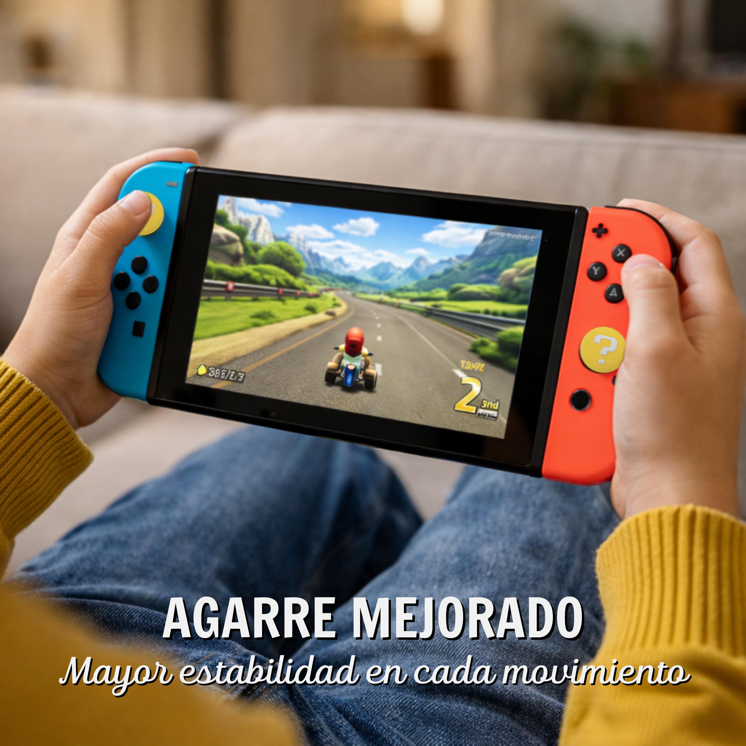 MME Thumb Grips compatibles con Nintendo Switch 1, Tapas de Joystick para Nintendo Switch, Silicona Suave y Duradera, Accesorios Compatibles con Switch 1 Lite OLED (Mario)