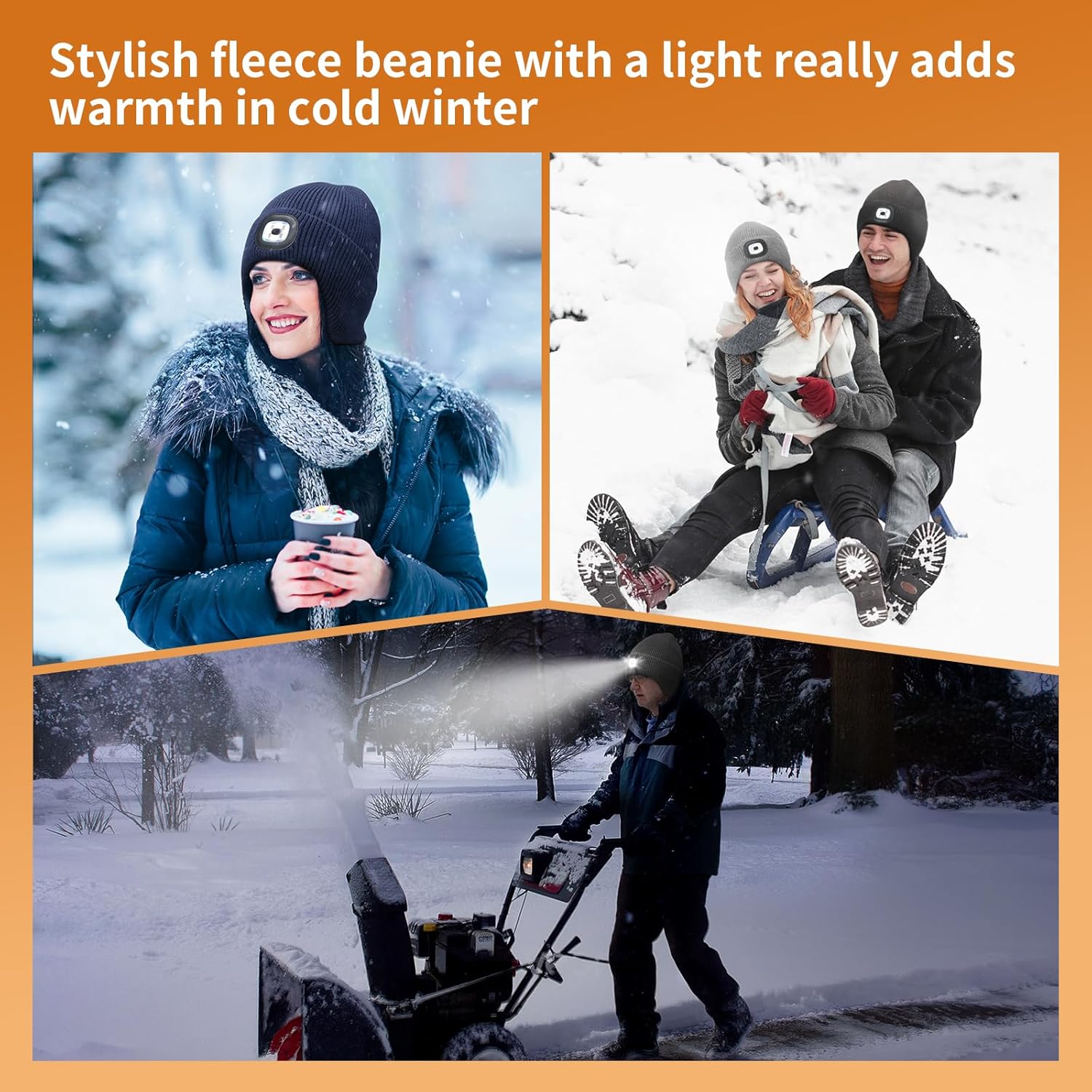 CENSGO Fleece Lined Beanie with a Light Built in, Warm Lighted Stocking Hat with Ear Flaps - Image 5