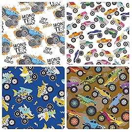 Titiweet Monster Truck Wrapping Paper for Boys Kids - Racing 12 Sheets Car Wrapping Paper for Christmas Birthday Holiday, 20 x 28 Inches Per Sheet