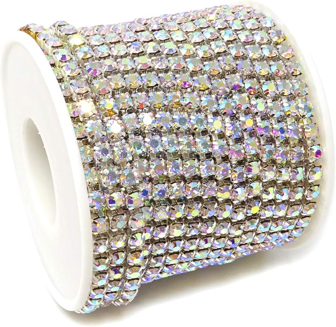 yueton 11 Yards 4MM Crystal Rhinestone Close Chain Trimming Claw Chain Jewelry Crafts DIY (AB Crystal)