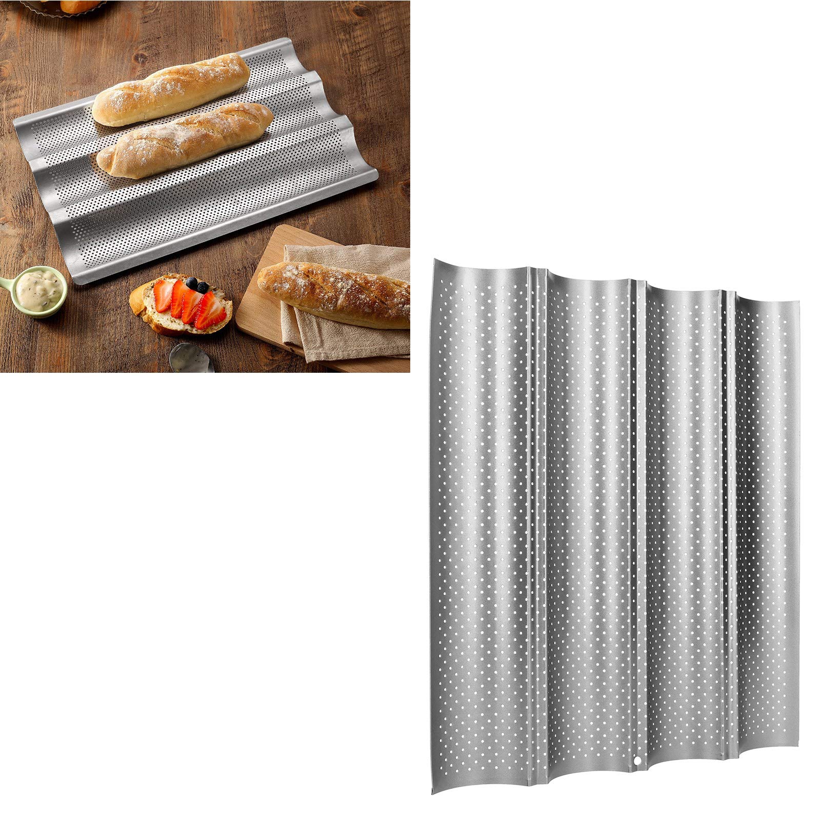Stampo Per Baguette E Panini In Silicone - 2 Pezzi Con Taglierina E Pennello, Antiaderente E Forno Sicuro
