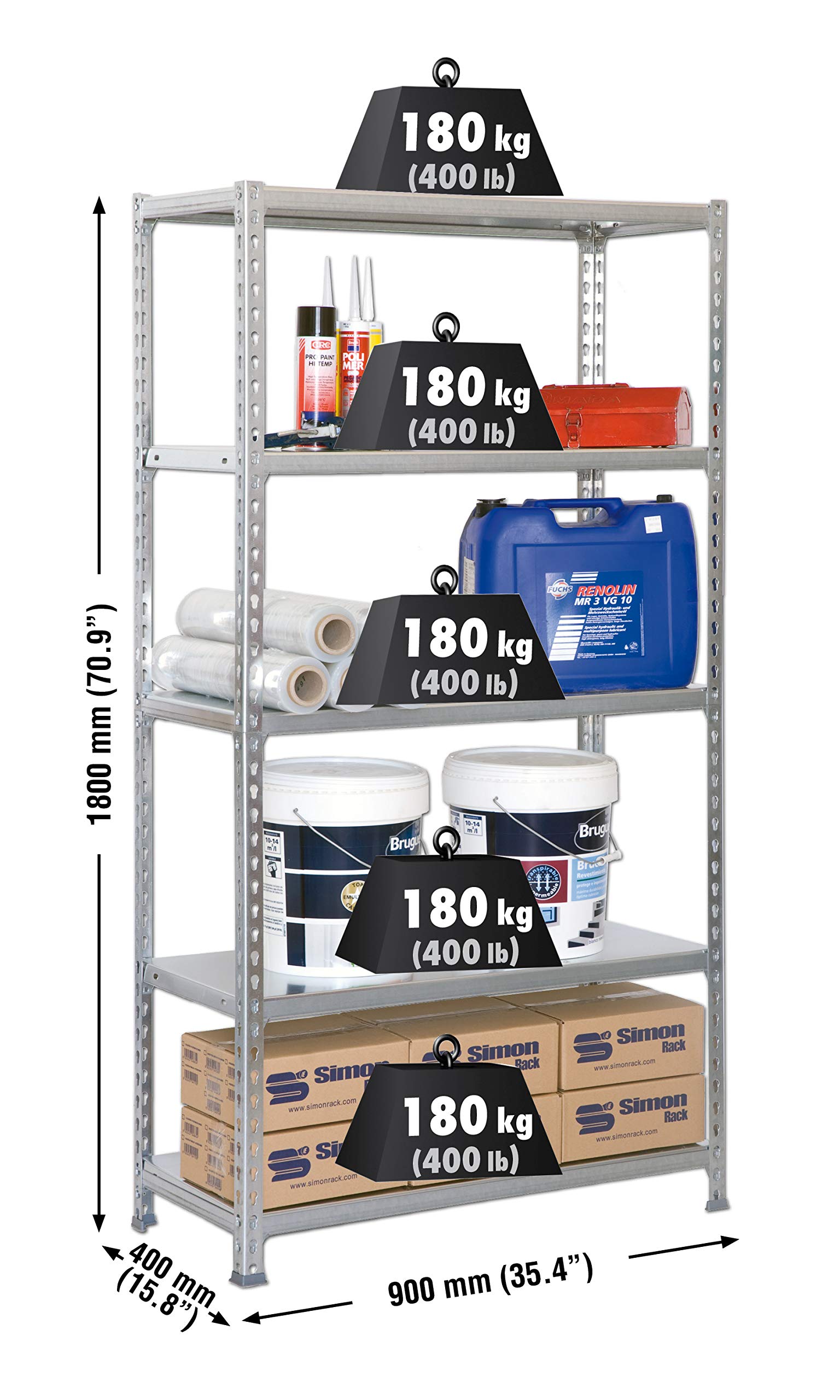 Rayonnage Métallique Léger Sans Vis 1000x900x400 - 3 Nivea Anthracite Simon Rack 8425437097058 E1828425437097058