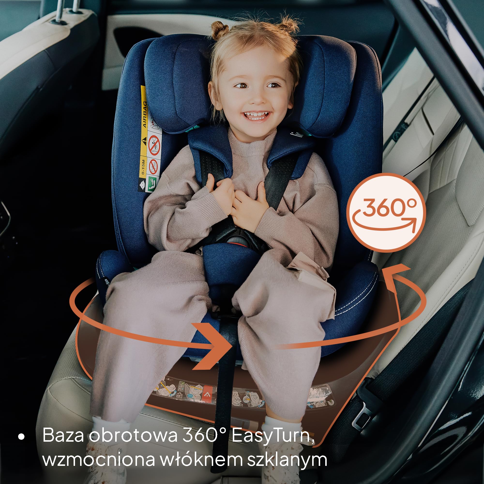 LIONELO Bastiaan i-Size Fotelik Samochodowy Obrotowy 360o dla Dzieci 0-36kg od 40-150 cm, Montaż Przodem i Tyłem, ISOFIX Pas TopTether, Pełna Regulacja Ochrona Boczna