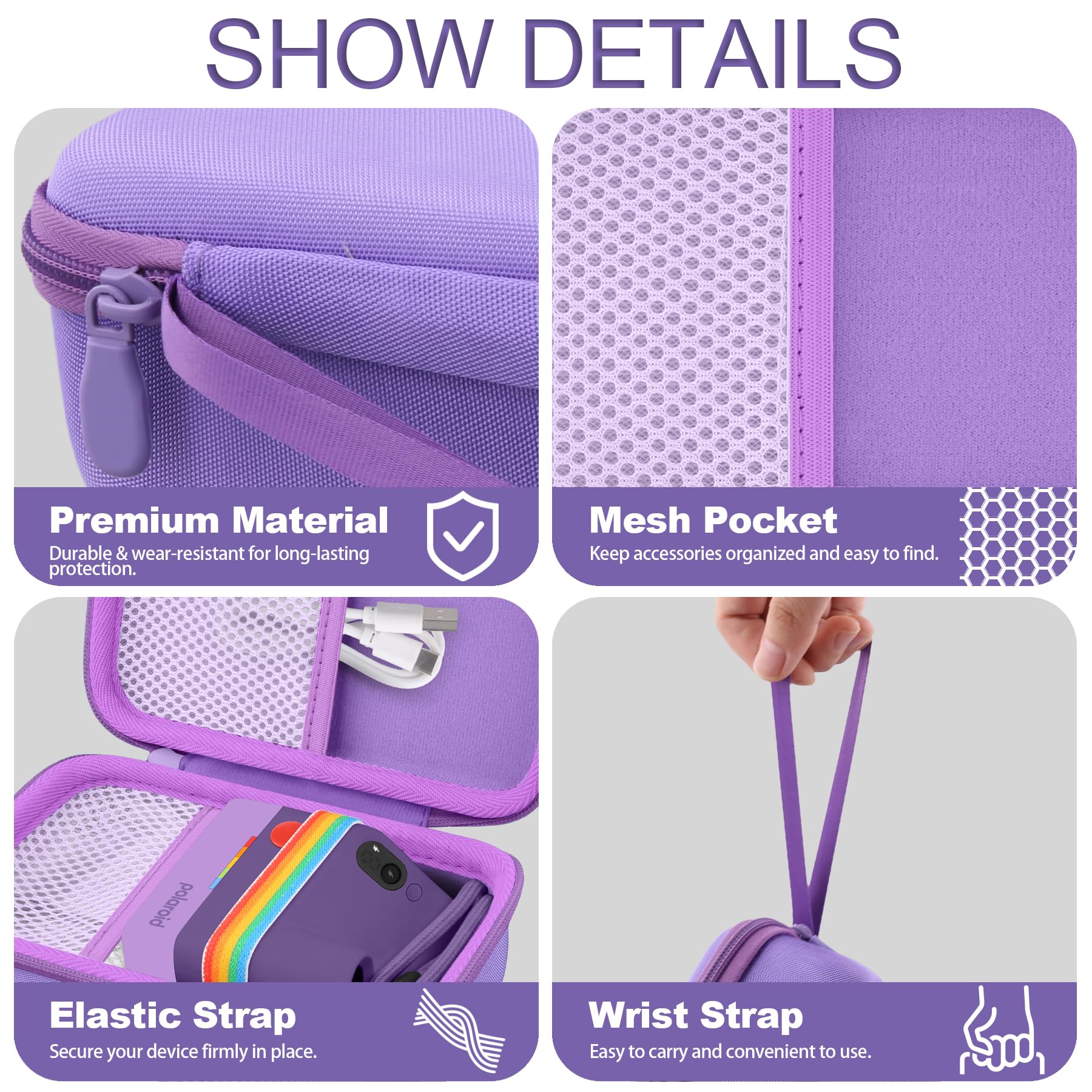 Khanka Custodia per Polaroid Go Gen 3/Gen 2/Go Mini - Grigio + Viola