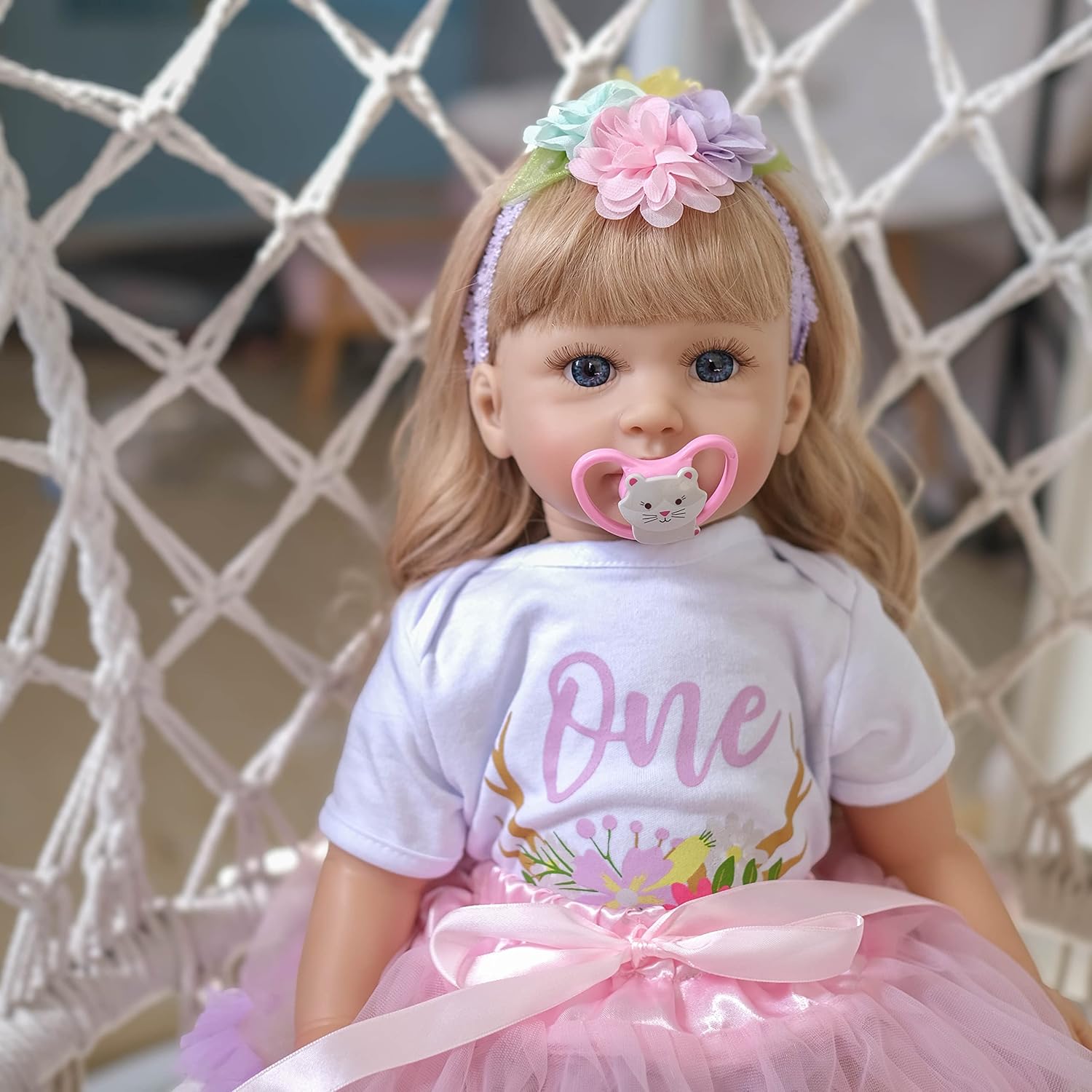 Zero Pam Lifelike Reborn Girl Dolls Realistic Toddler Girl 24 Inch 60cm Real Looking Newborn Doll Weighted Soft Silicone Baby with Beautiful Pink Dress Handmade Toys for Kids