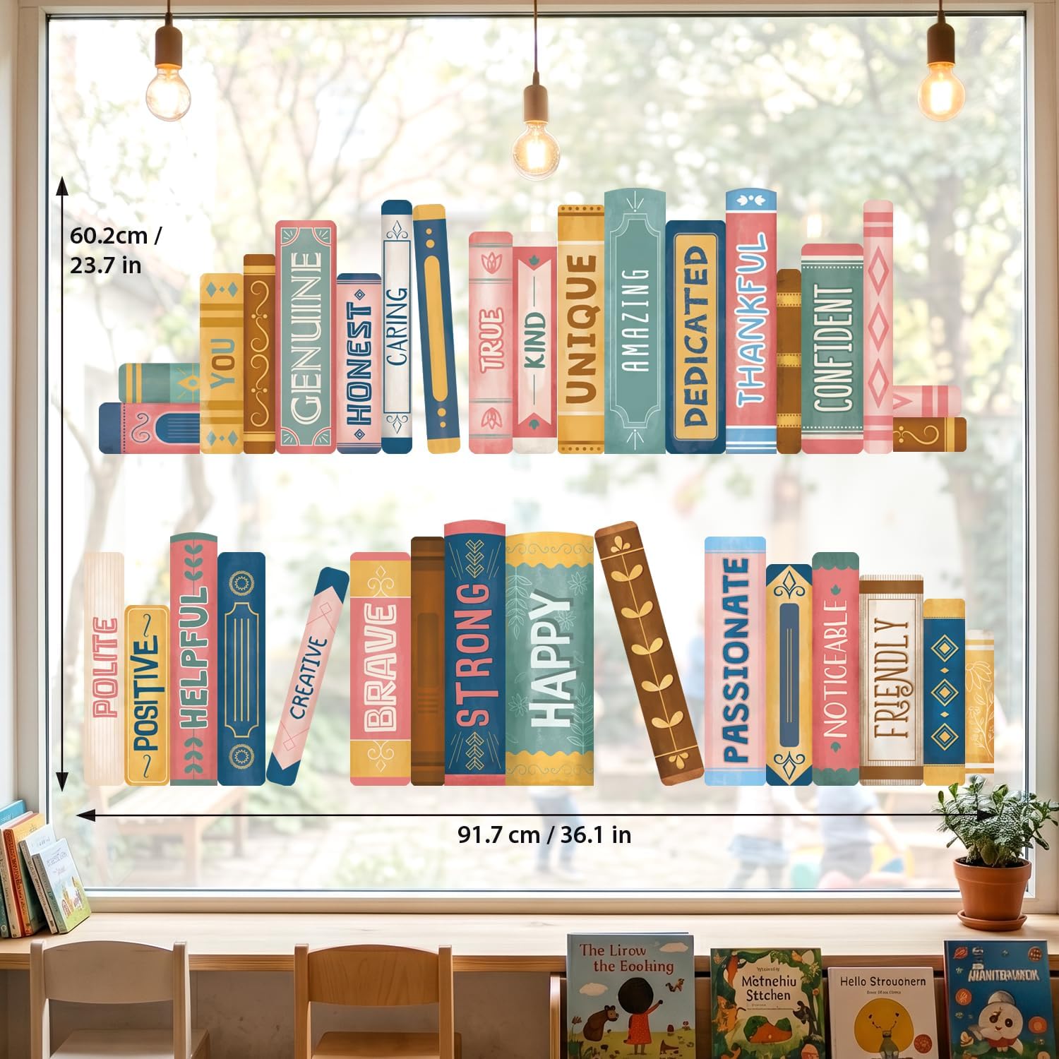 DECOWALL CDS9-9006 Book Quotes Window Clings Print Window Stickers Double Sided Glass Decals for First Day of School Back to School Party Home Classroom Library Decor Home Party