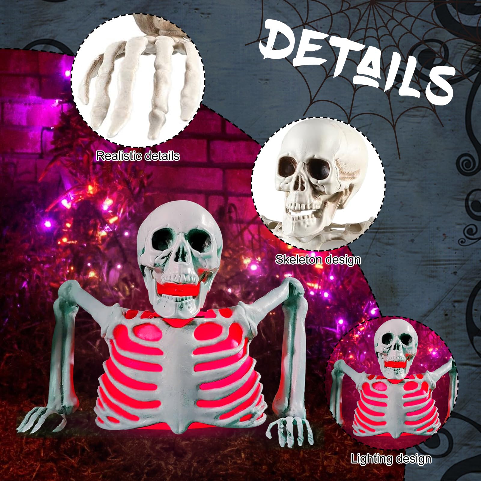 HOMCOM Halloween Skelett-Deko – Elektrisch Mit Leuchtenden Augen & Gruseligem Sound, 16 Cm, Batteriebetrieben HOMCOM Halloween Skelett-Deko – Elektrisch Mit Leuchtenden Augen & Gruseligem Sound, 16 Cm, Batteriebetrieben