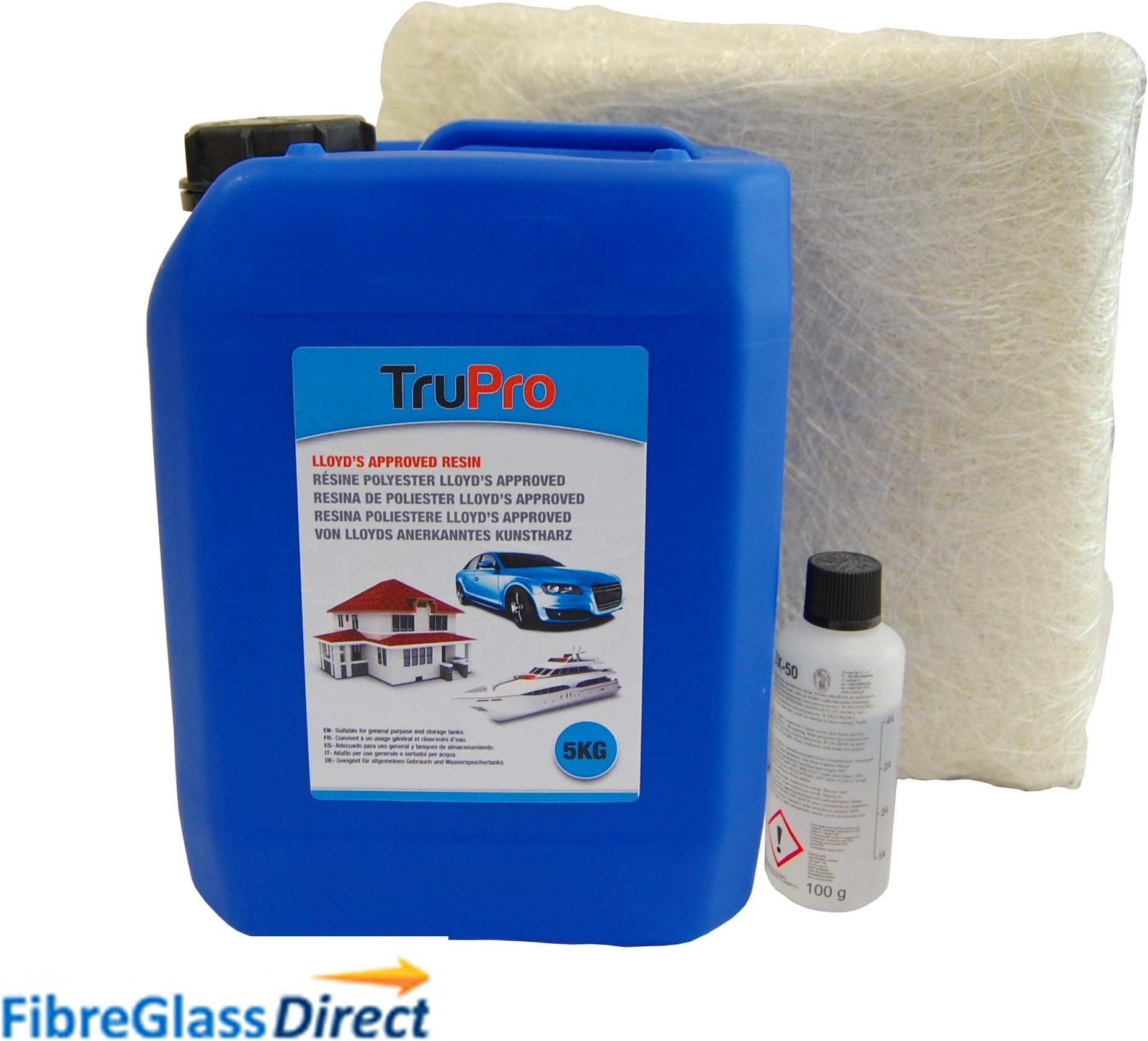 5 Square metre Lloyd's Approved Polyester Resin & 450g Glass Mat Kit
