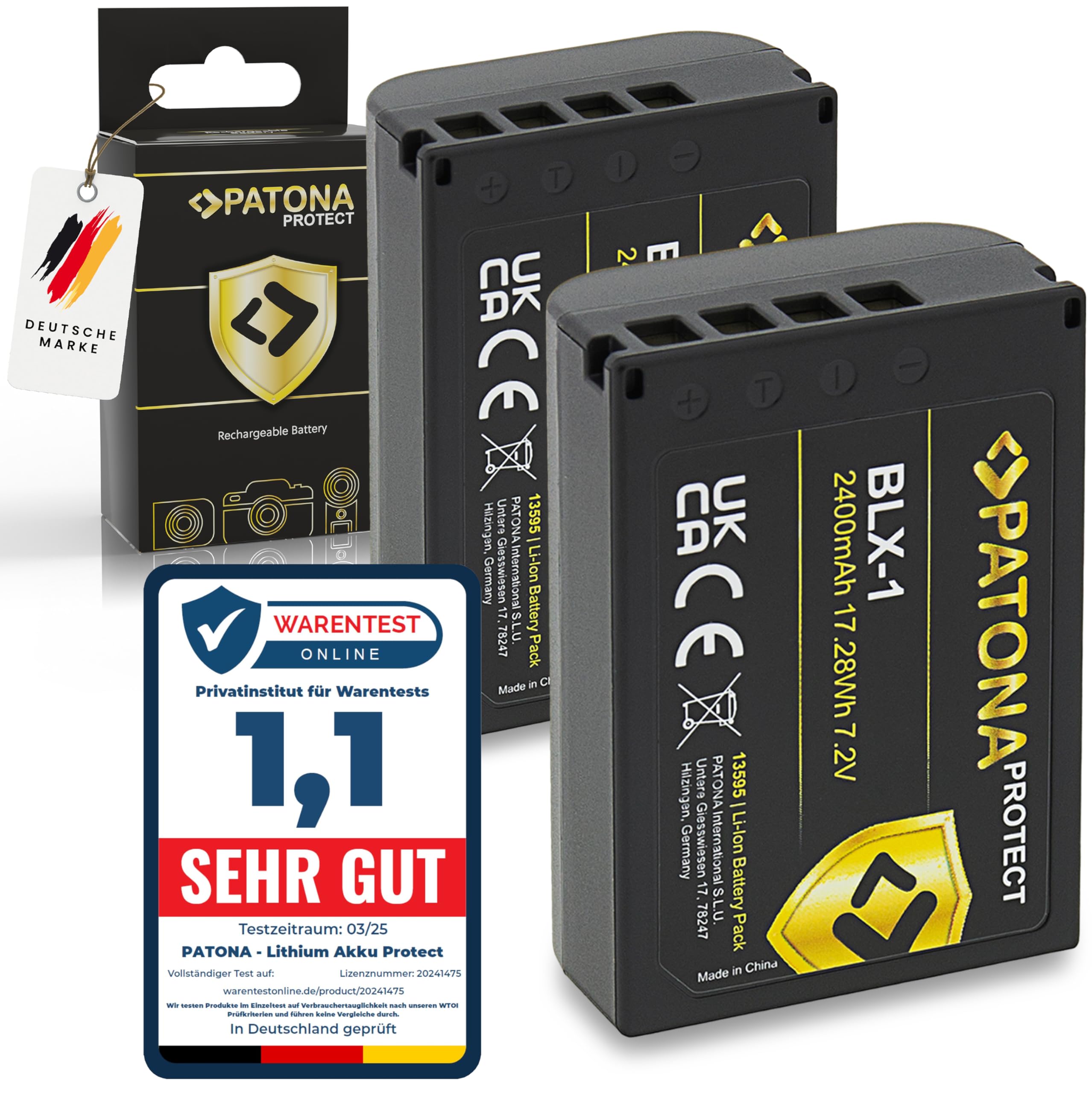 Batterie Compatible Olympus BLX-1 2600 MAh + Chargeur Double - Pour OM-1, OM-1 Mark II, OM-3, OM System OM-1