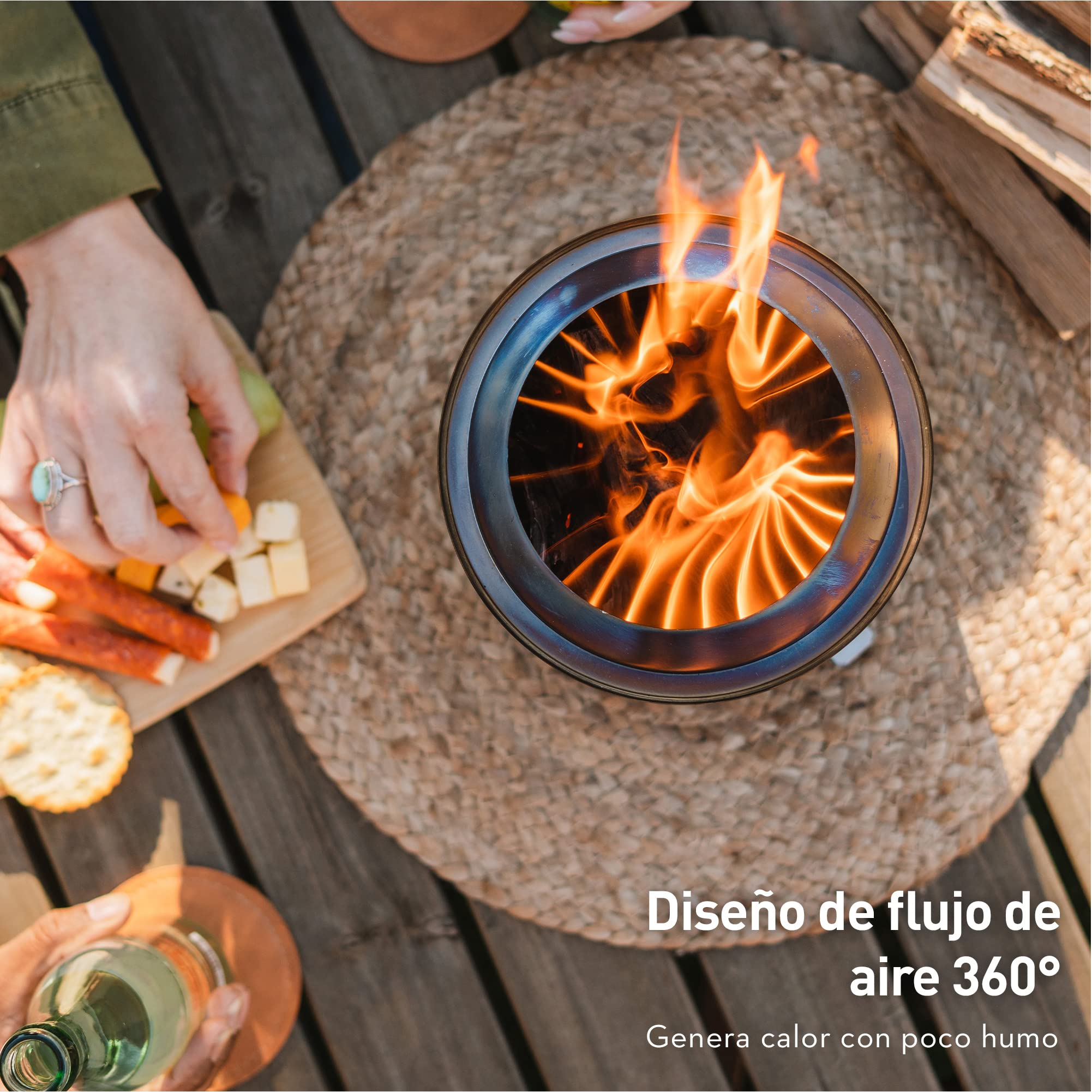 Solo Stove Mesa XL, Brasero de sobremesa | Minifogata de bajo Humo para Exteriores, Arde con pélet o Madera, Quema Segura, Acero Inoxidable, con Bolsa de Viaje, 21,8 x 17,8 cm, 1,04 kg