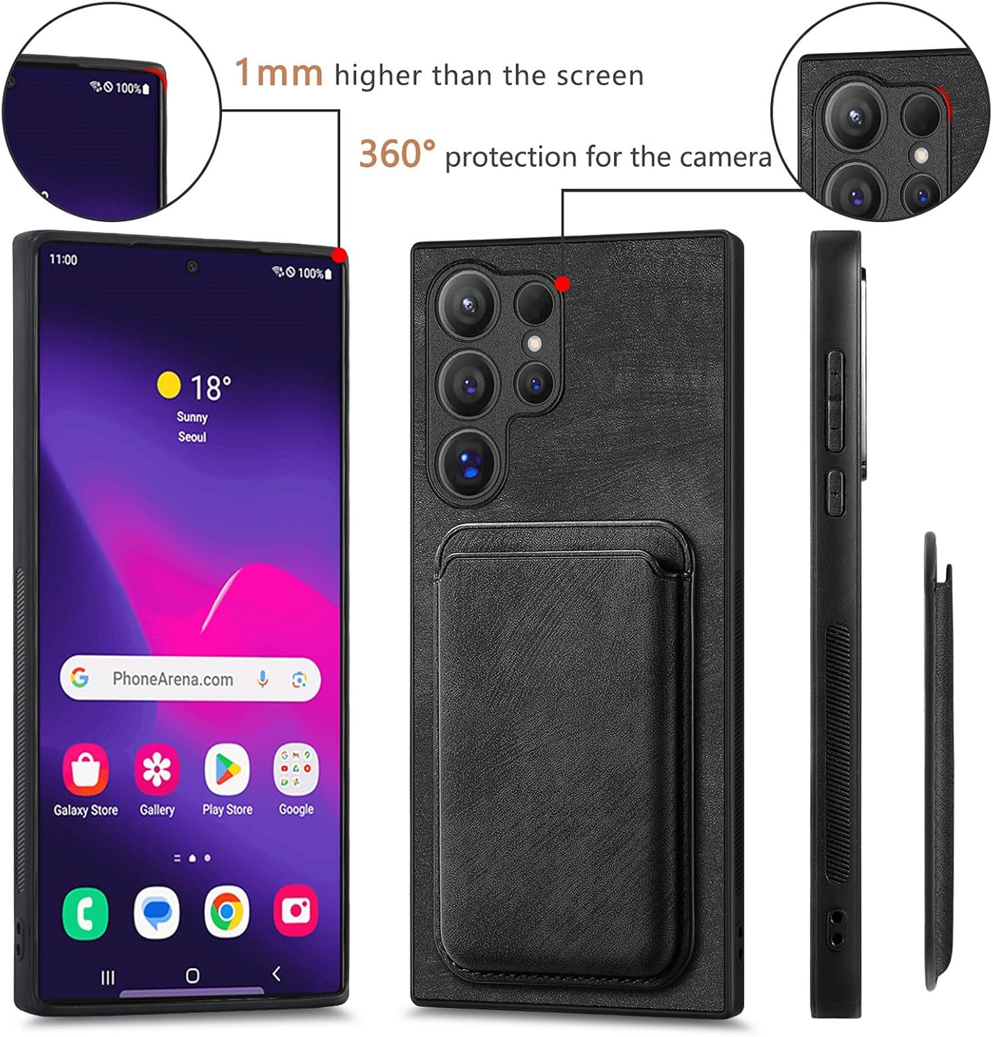 CCSmall Case for Samsung Galaxy S25 Ultra Detachable Magnetic Wallet with Card Holder, Retro PU Leather Phone Case Cover with Card Slots for Samsung Galaxy S25 Ultra [2 in 1] Black - Image 3