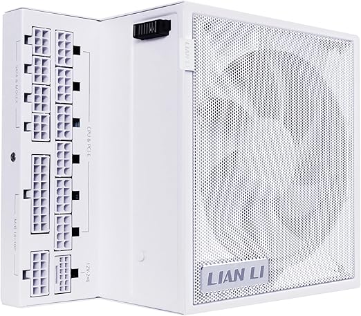 Lian Li Edge Series - 850W Full Modular Power Supply - Gold - ATX 3.1 - PCIE 5.1 Support - 12V-2x6 Connector - L-Shape Design for Dual Chamer Case - Without USB/Fan Hub - White (EG0850G.W)