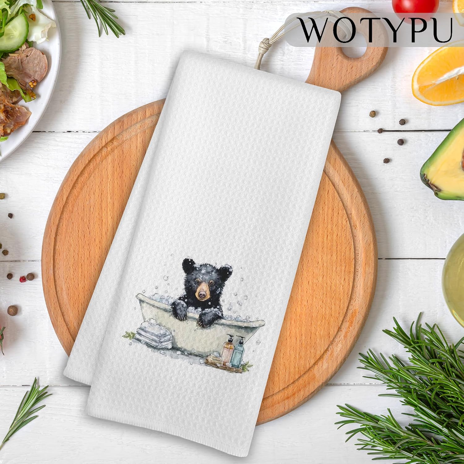 Black Bear Gift Hand Towels for Bathroom, Kids Bathroom Decor, Bear Lover Gifts Decorative Hand Towels for Kids Guest Bath Room Washroom Power Room Vanity Half Bath, 16x24 Inch