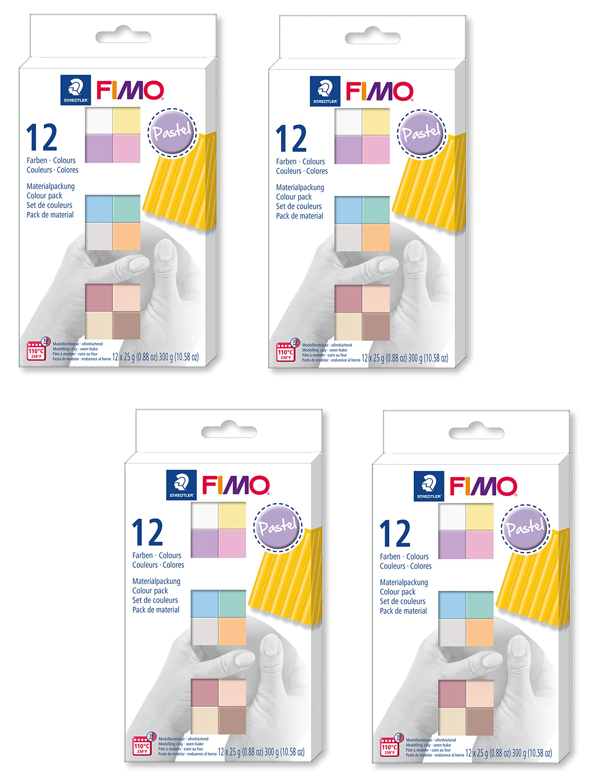 Fimo Modeliermasse 12x 25g, ofenhärtend (12 Halbblöcke, Pastel, 4)