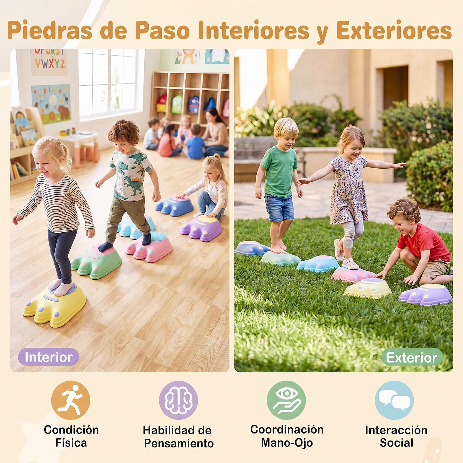 COSTWAY 6 Piedras de Equilibrio para Niños, Apilables y Antideslizantes
