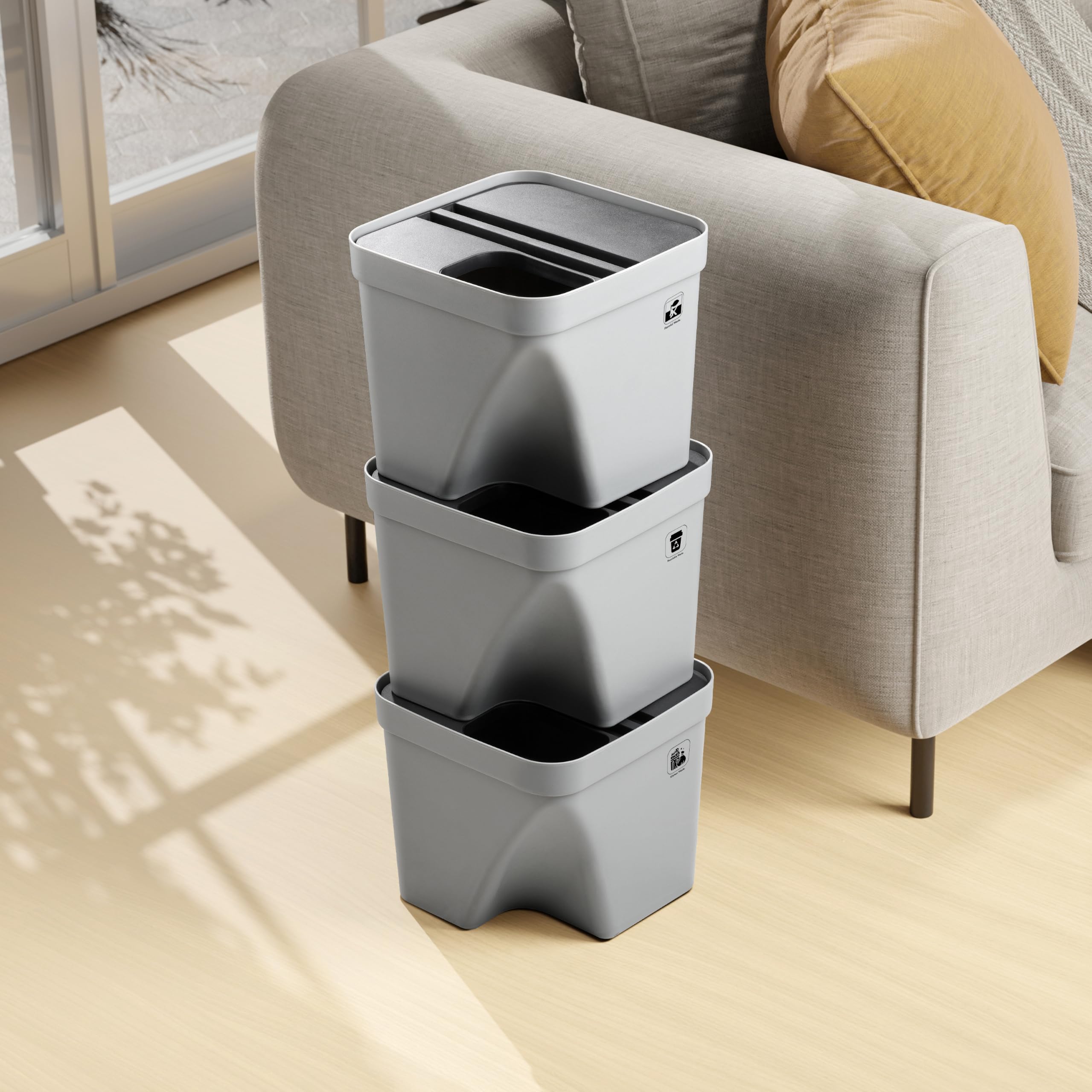 ZENOVIA White Floor Dustbin - Modern & Stylish -15
