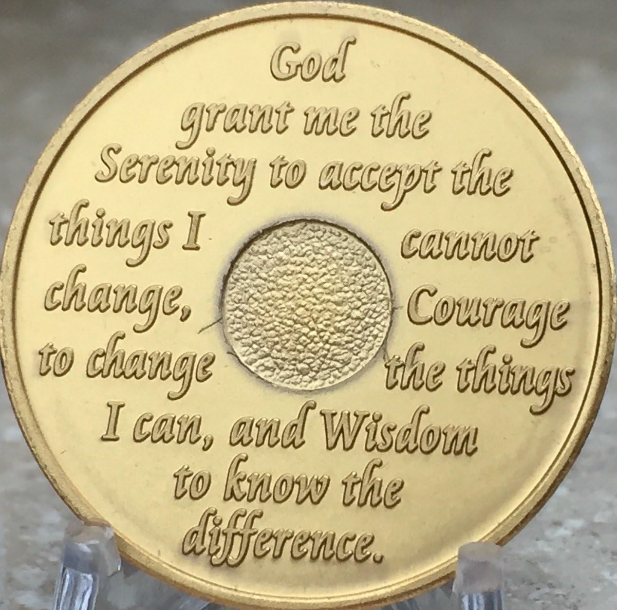 17 Year AA Medallion Green Gold Plated Anniversary Chip with Serenity Prayer