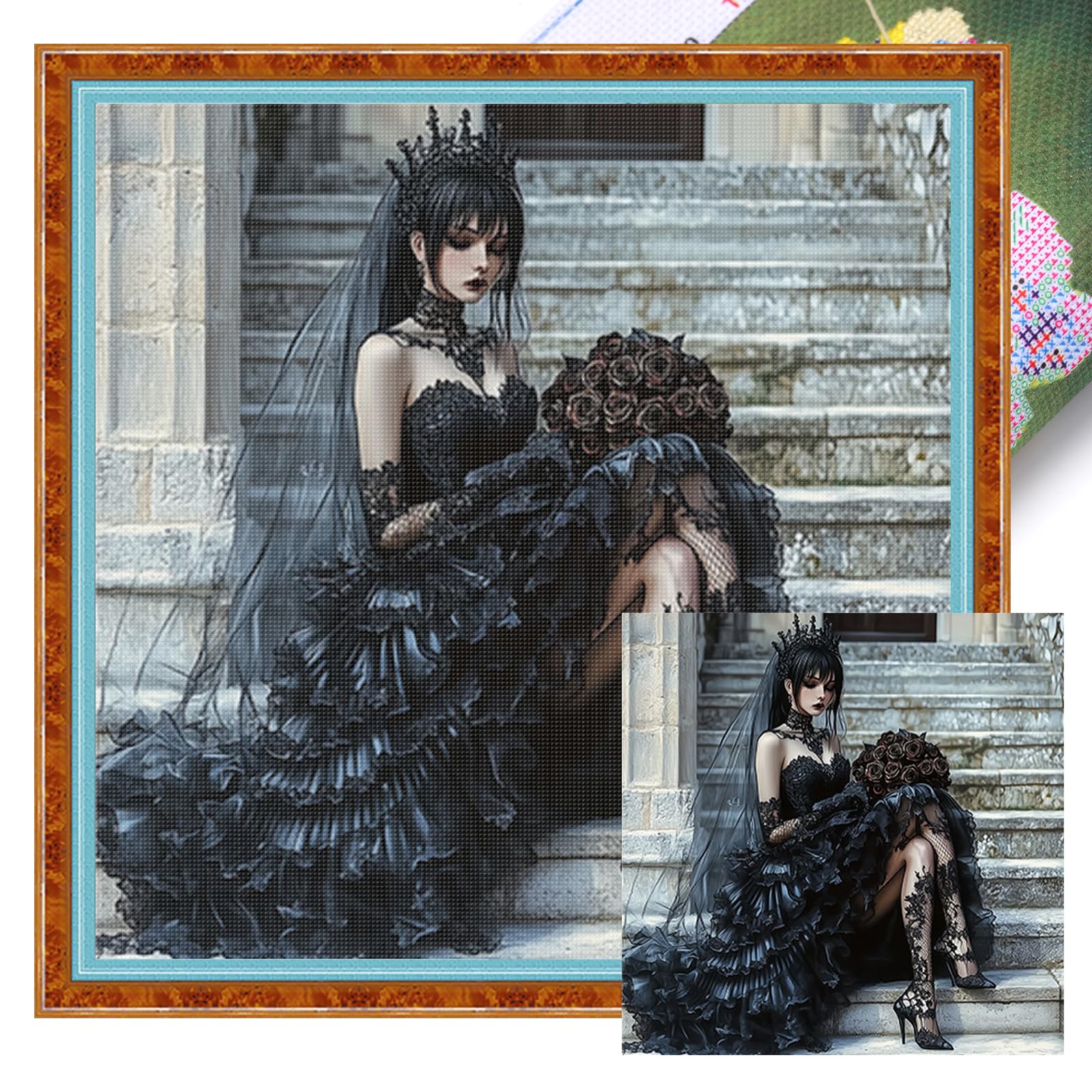 Gothic Queen Full 11Ct Diy Stamped Cross Stitch Kits Needlework Embroidery