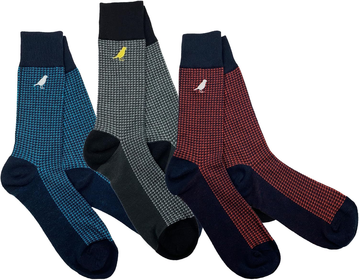 Men’s Cotton Crew Dress Socks – Ultra-Soft & Breathable – Houndstooth Pattern