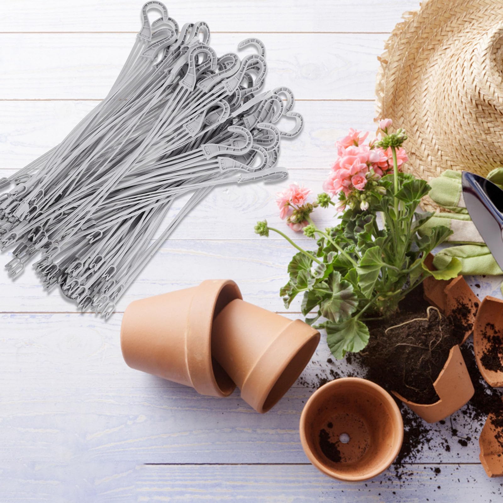 Crochets Suspendre 50pcs en Plastique pour Pots de Fleurs Blanc